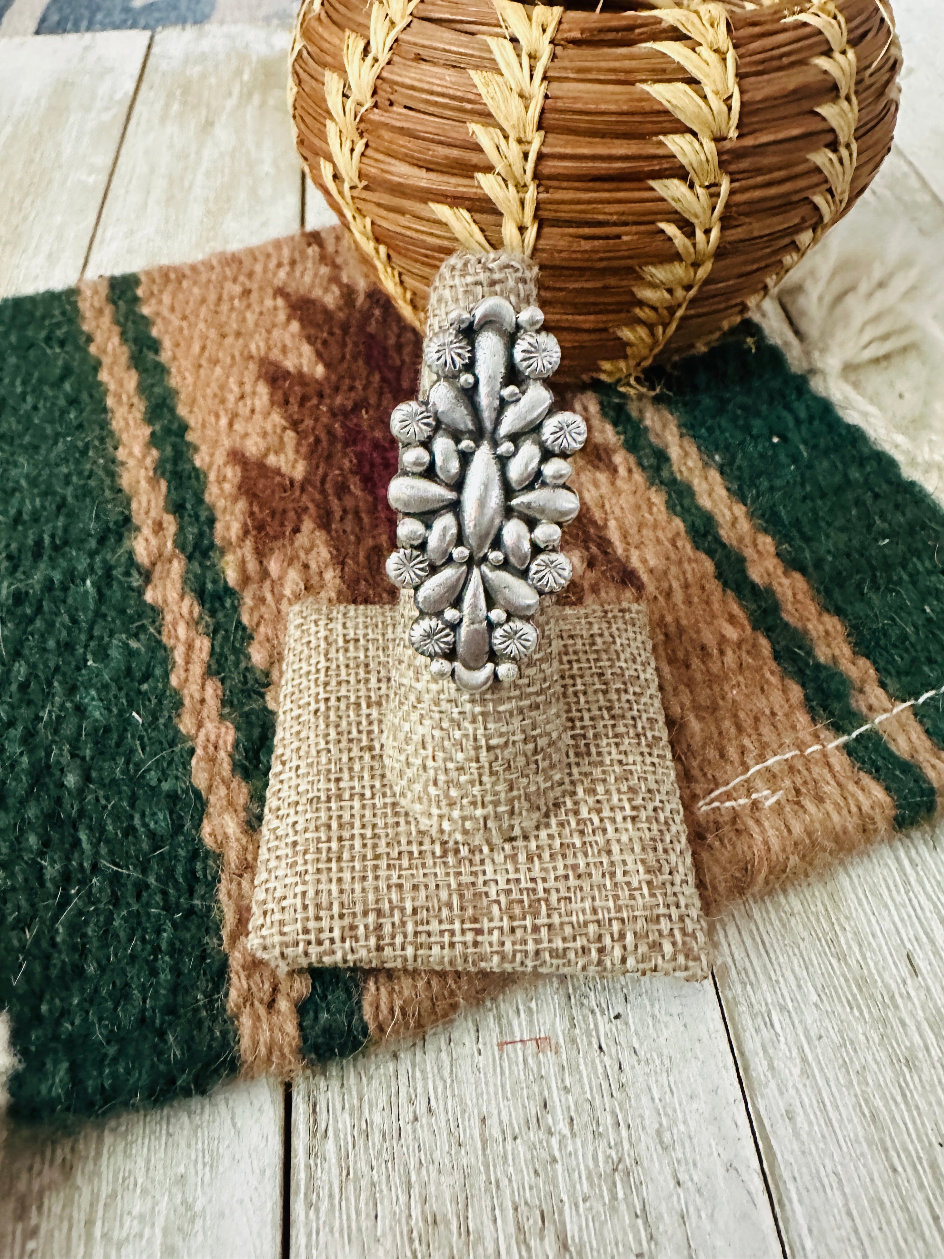 Handcrafted Sterling Silver Adjustable Concho Ring by Leroy James