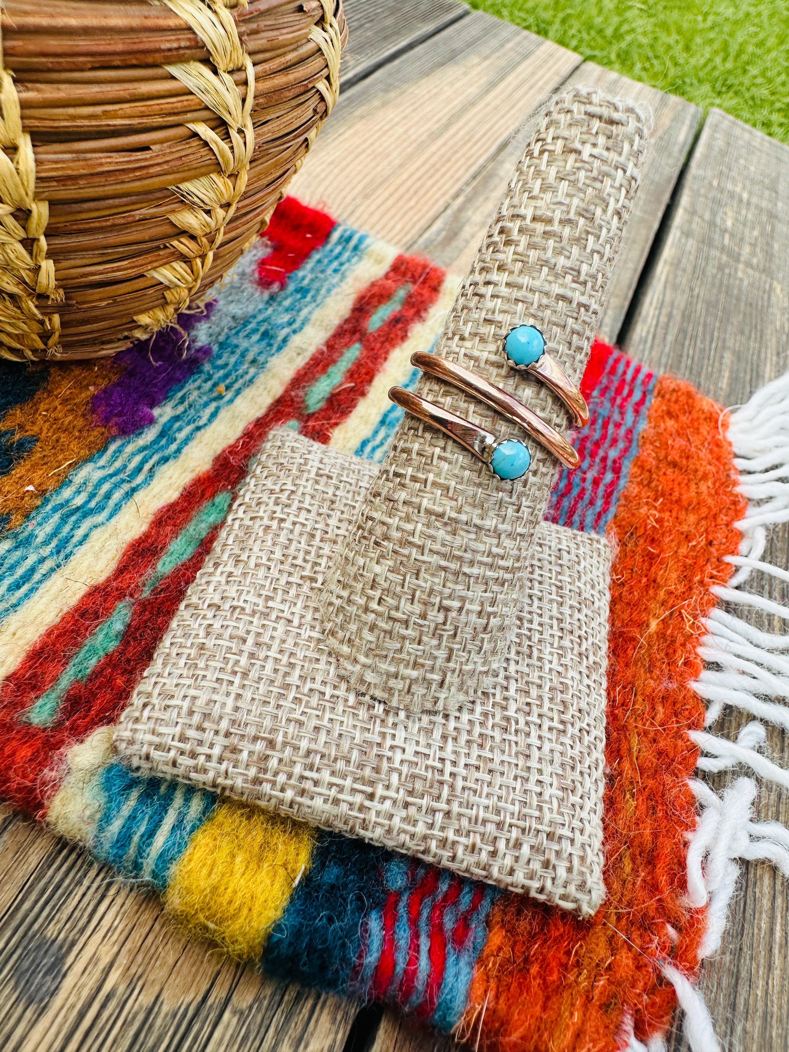 Handcrafted Turquoise & Copper over Sterling Silver Ring