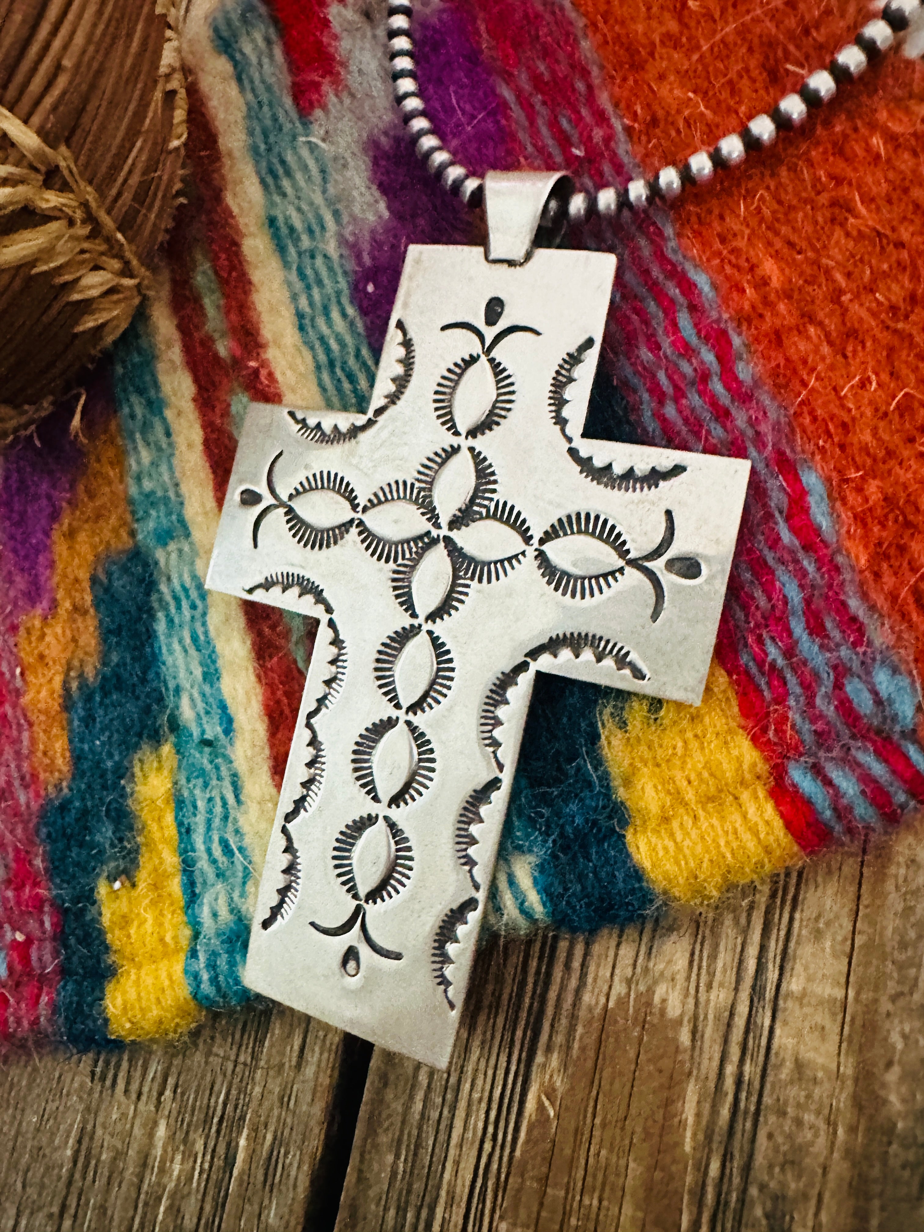 Handcrafted Sterling Silver Cross Pendant by Douglas Etsitty