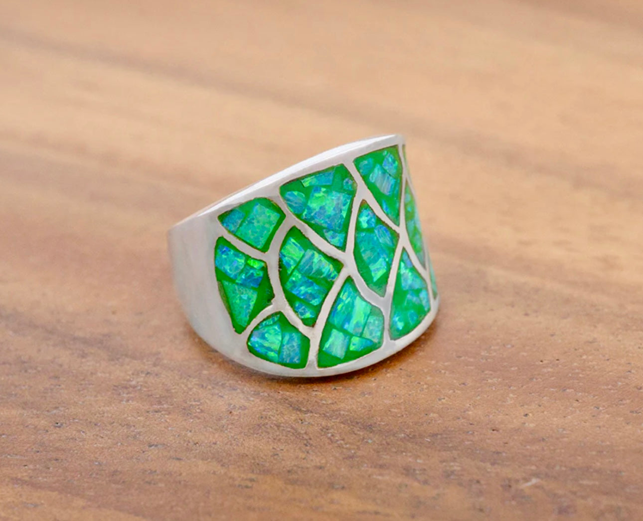 Green Opal Sterling Silver Mermaid Ring