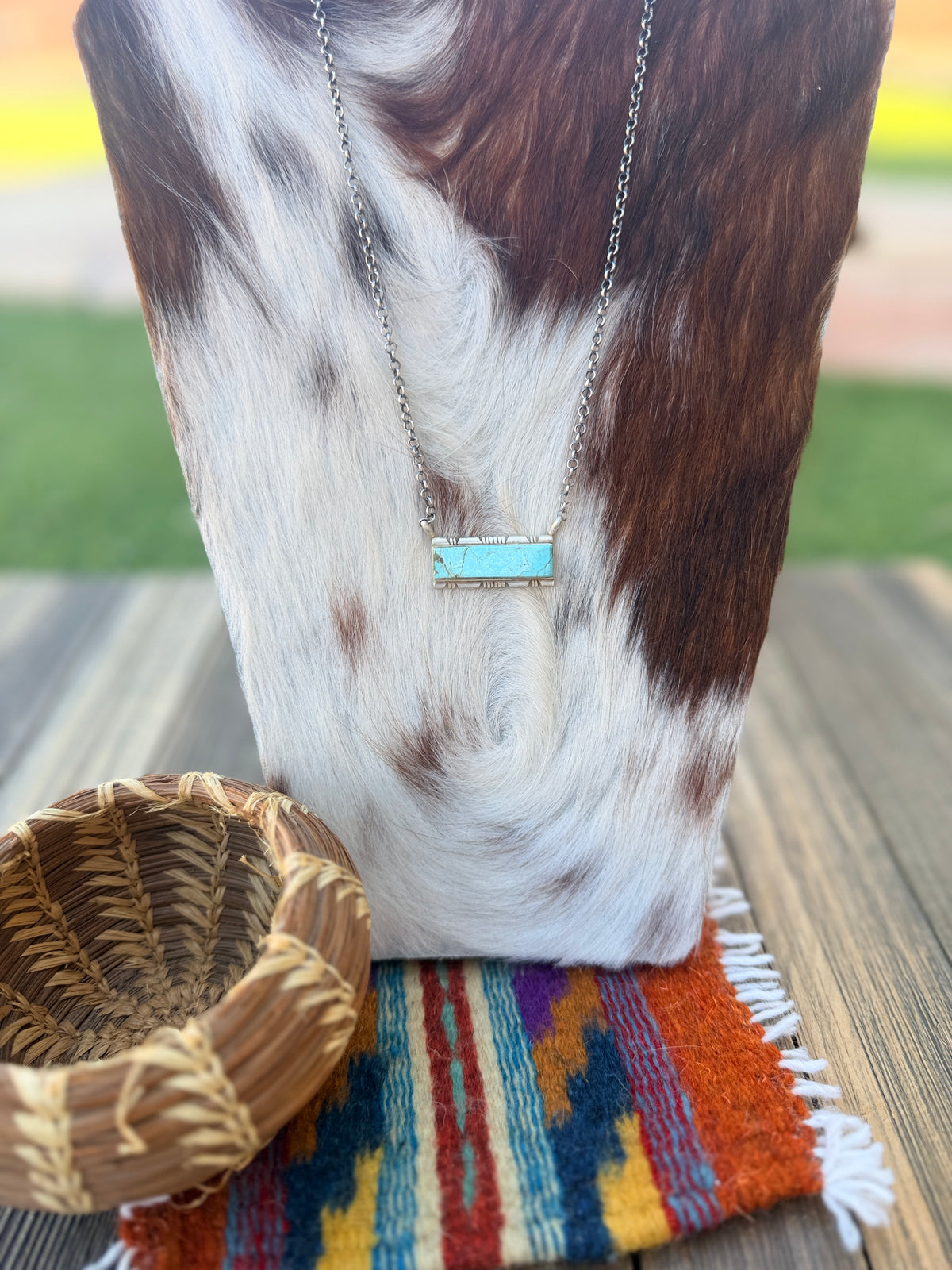 Handcrafted Turquoise & Sterling Silver Bar Necklace