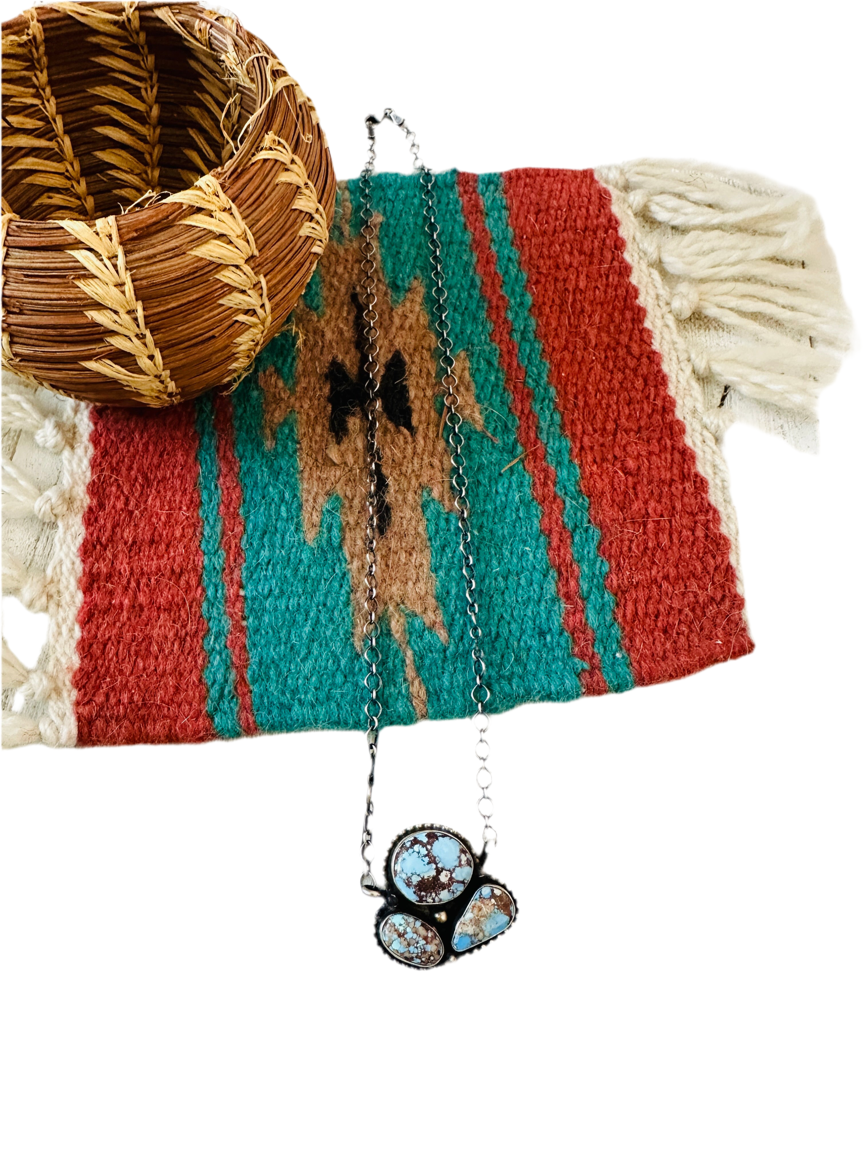 Handcrafted Sterling Silver & Golden Hills Turquoise Cluster Necklace