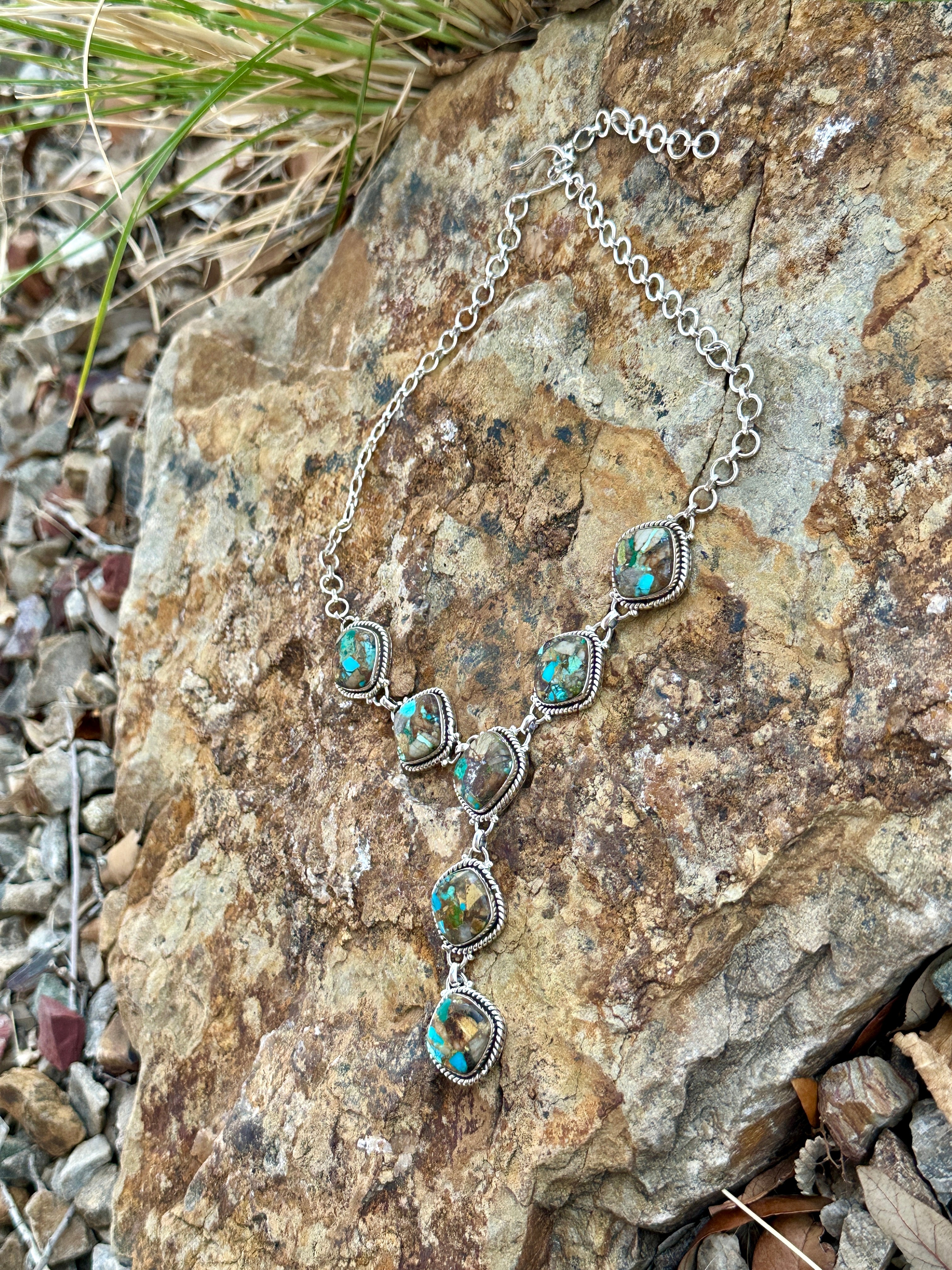 Handmade Royston Ribbon Turquoise & Sterling Silver Necklace