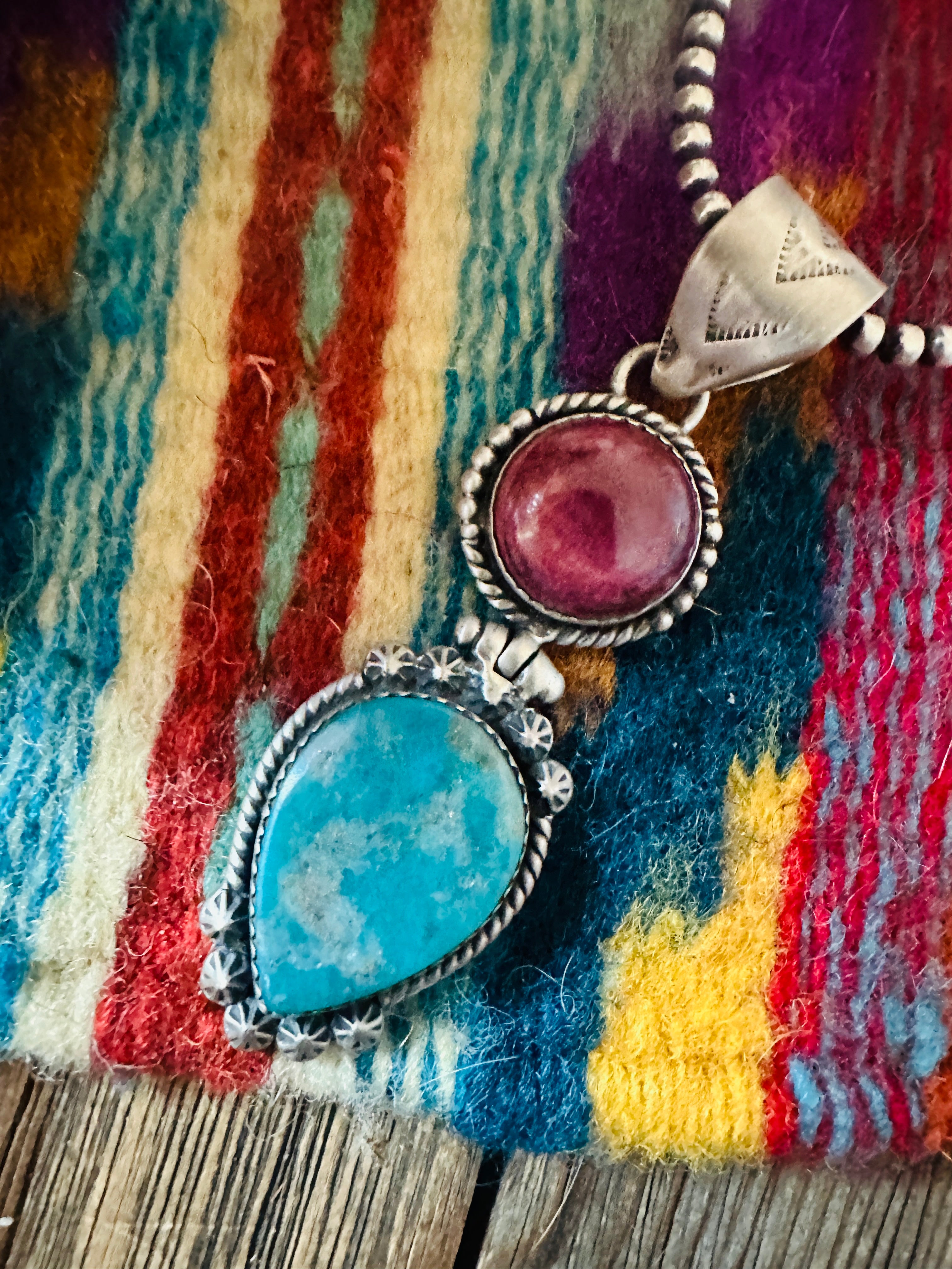 Handcrafted Sterling Silver, Spiny & Turquoise Pendant