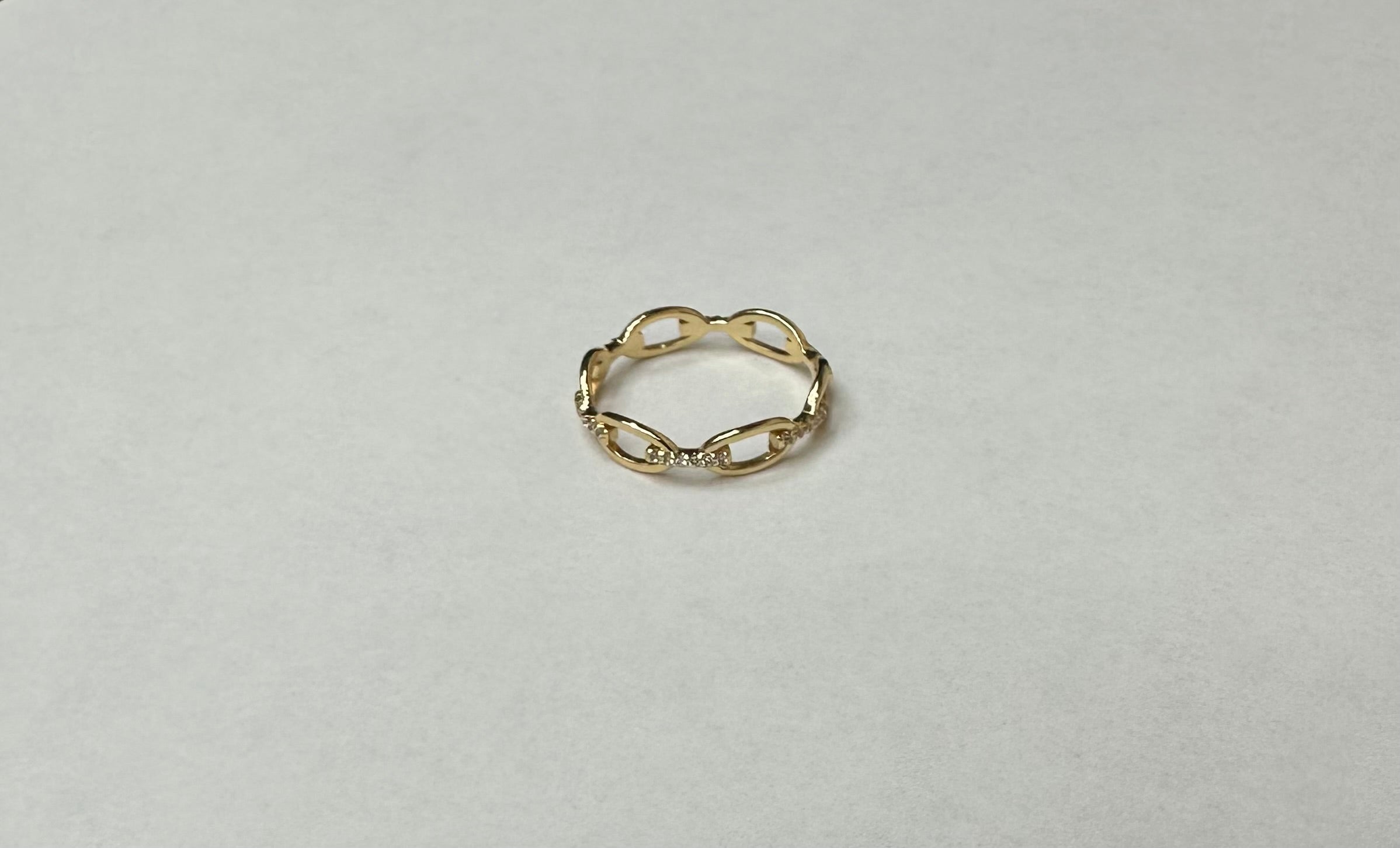 14K Gold Plated Sterling Silver CZ Open Chain Link Ring