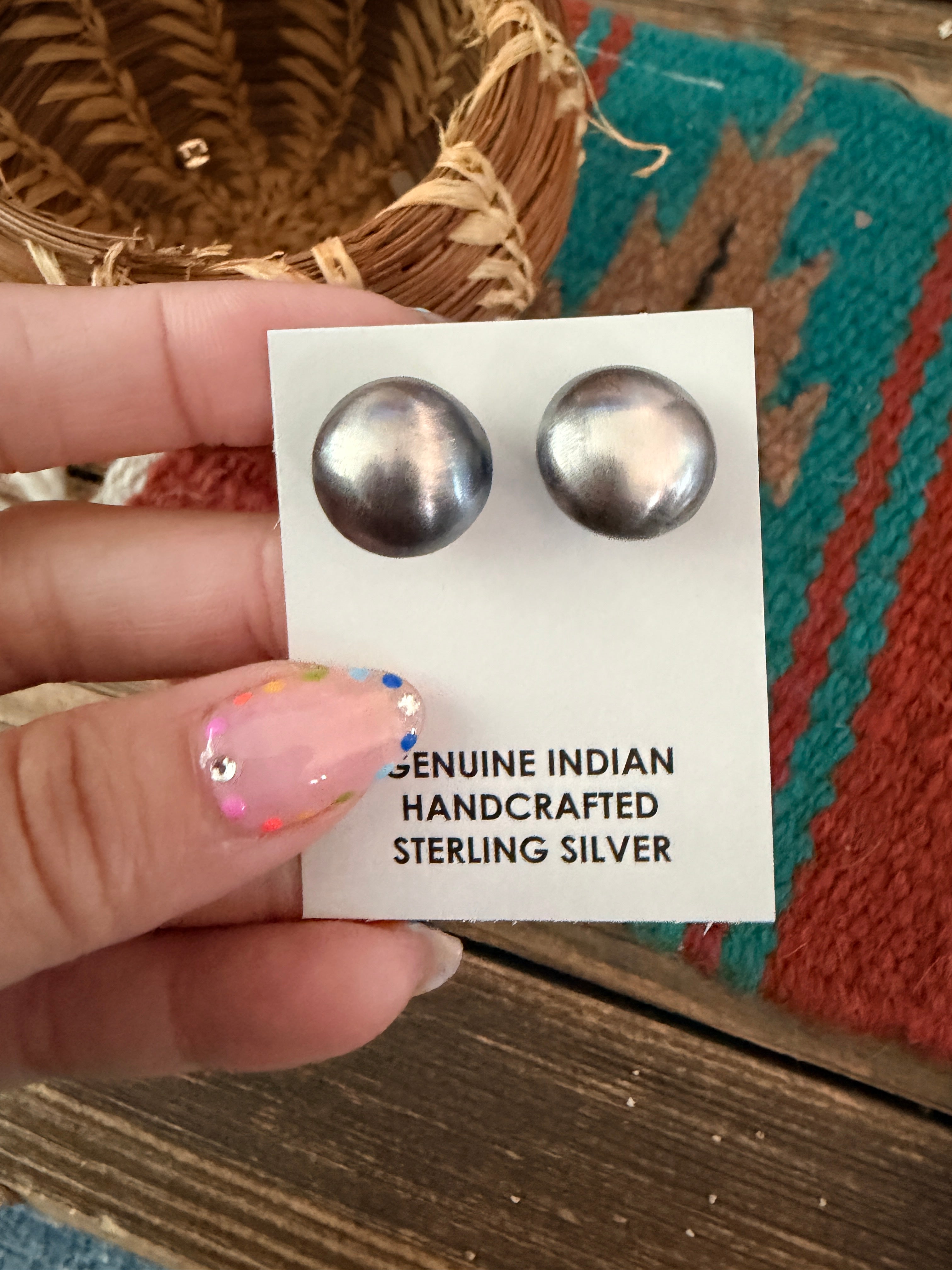 Handcrafted 12mm Sterling Silver Pearl Stud Earrings