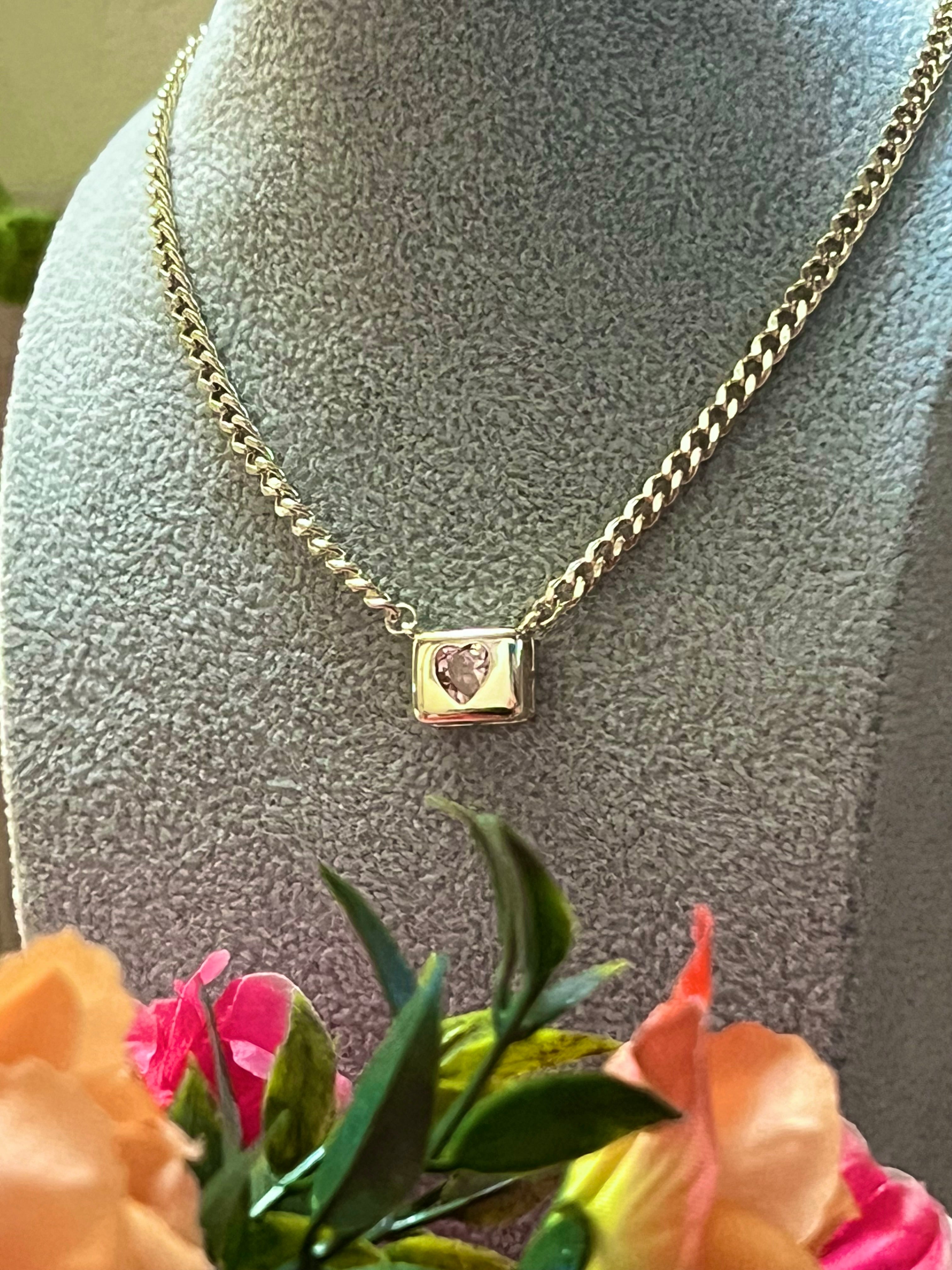 14k Gold Plated Pink Heart Locket Necklace