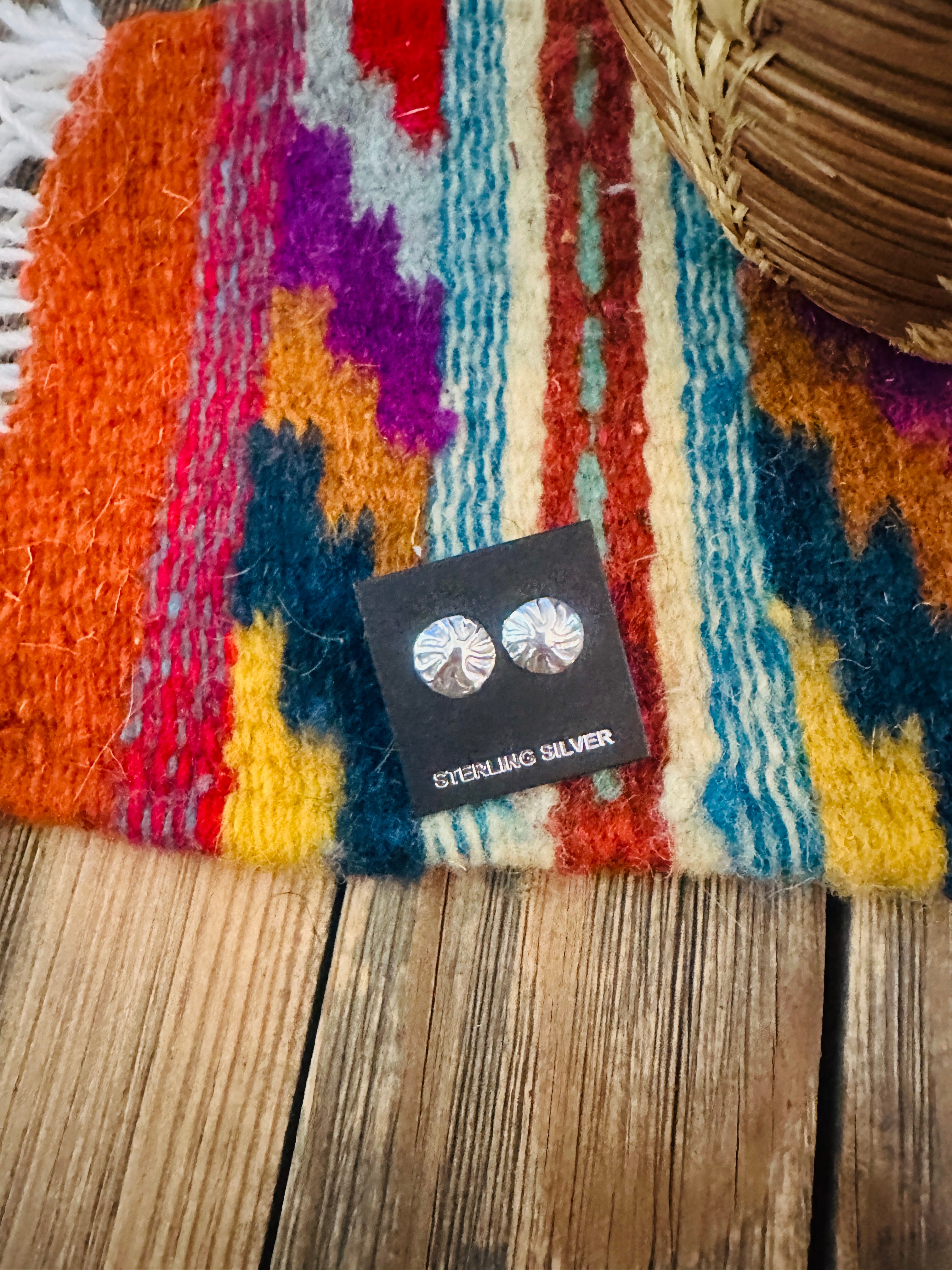 Handcrafted Sterling Silver Concho Stud Earrings