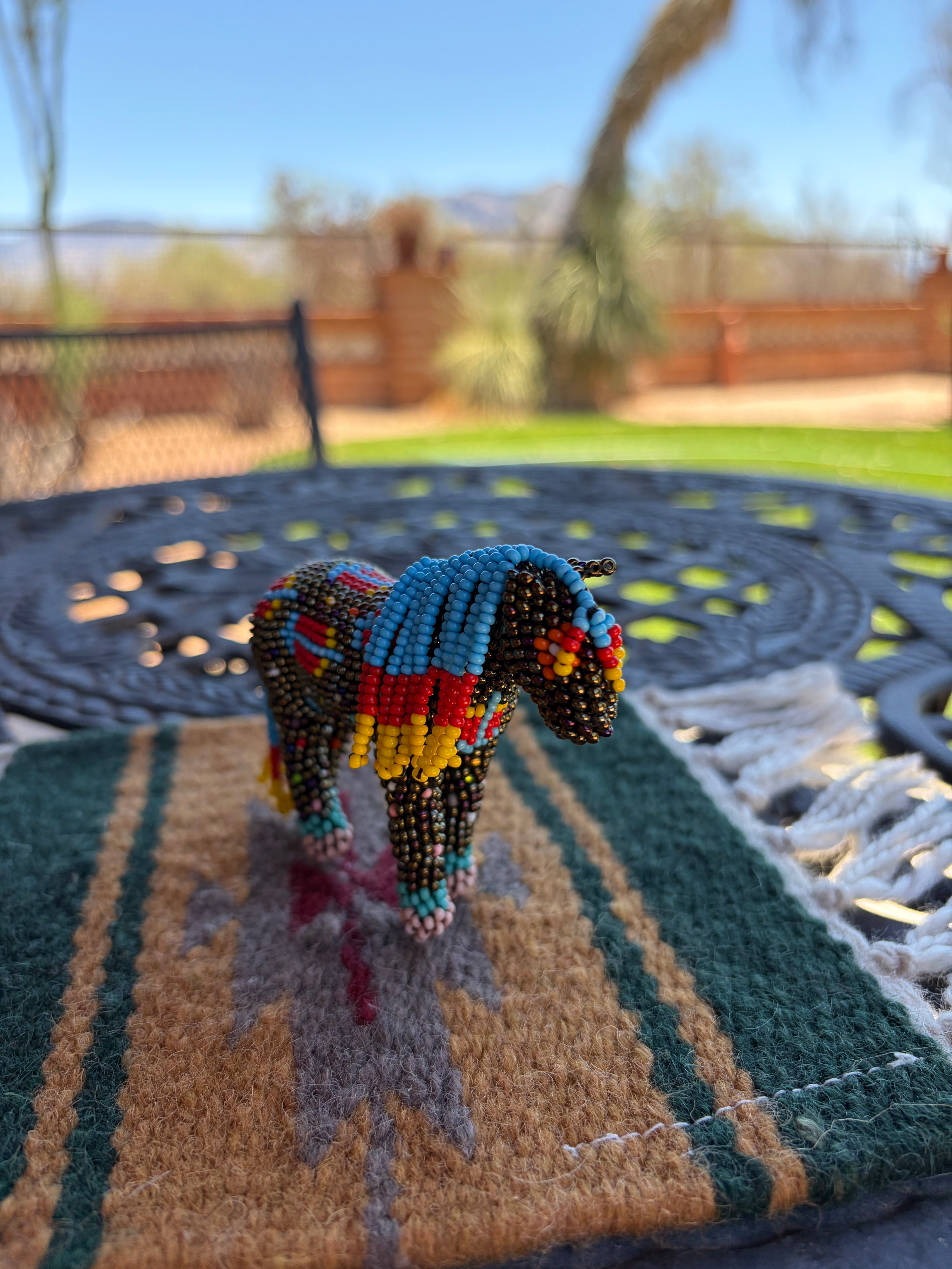 Handmade Peyote Stitched Horse Figurine- Gold 2