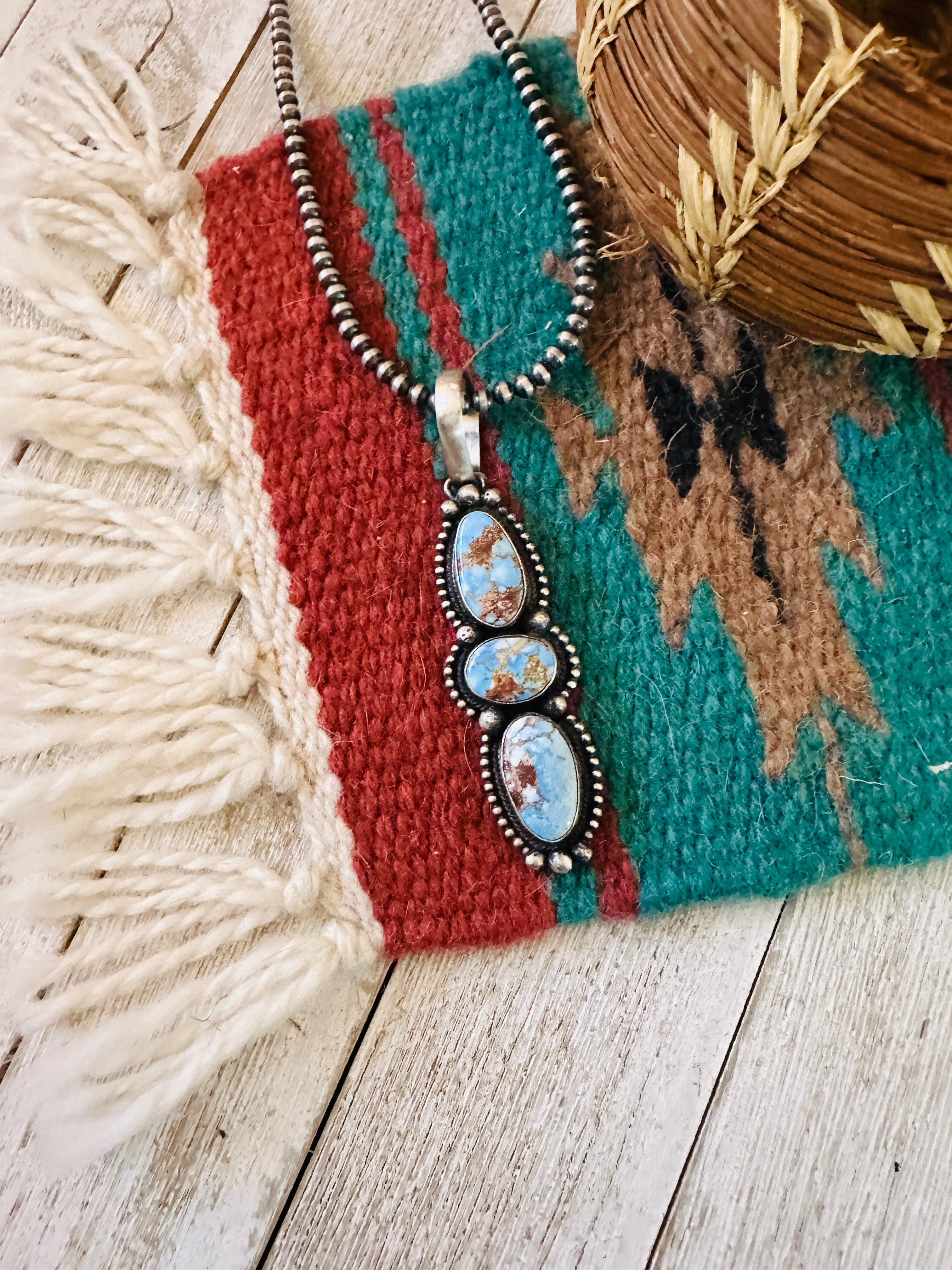 Handcrafted Golden Hills Turquoise & Sterling Silver Pendant