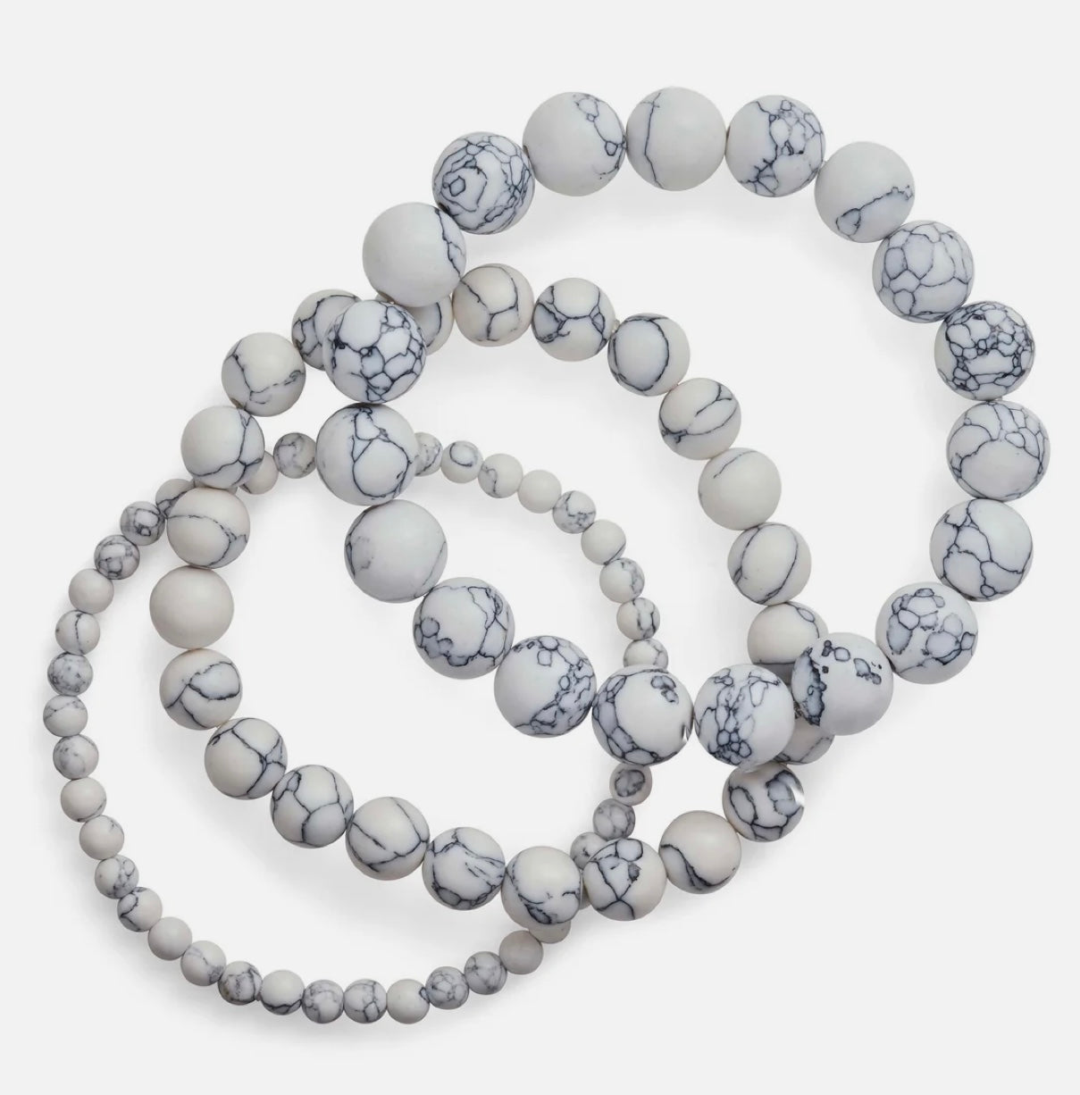 White Howlite Stretch Bracelet Set of 3