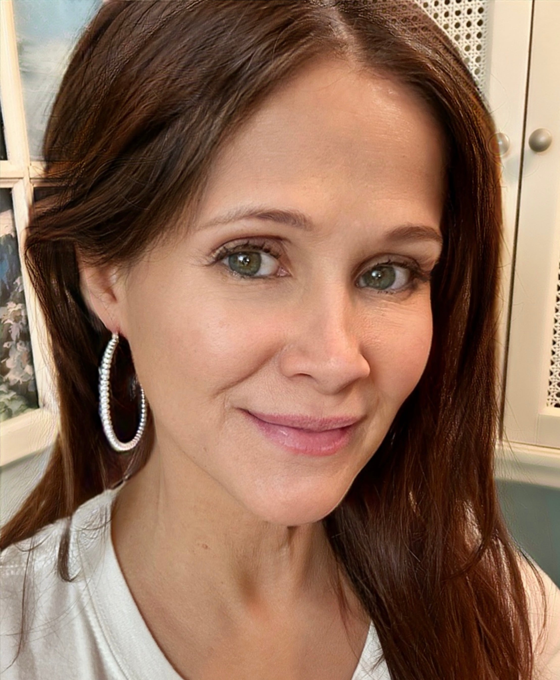 Beaded Hoop Earrings Sterling Silver 2”