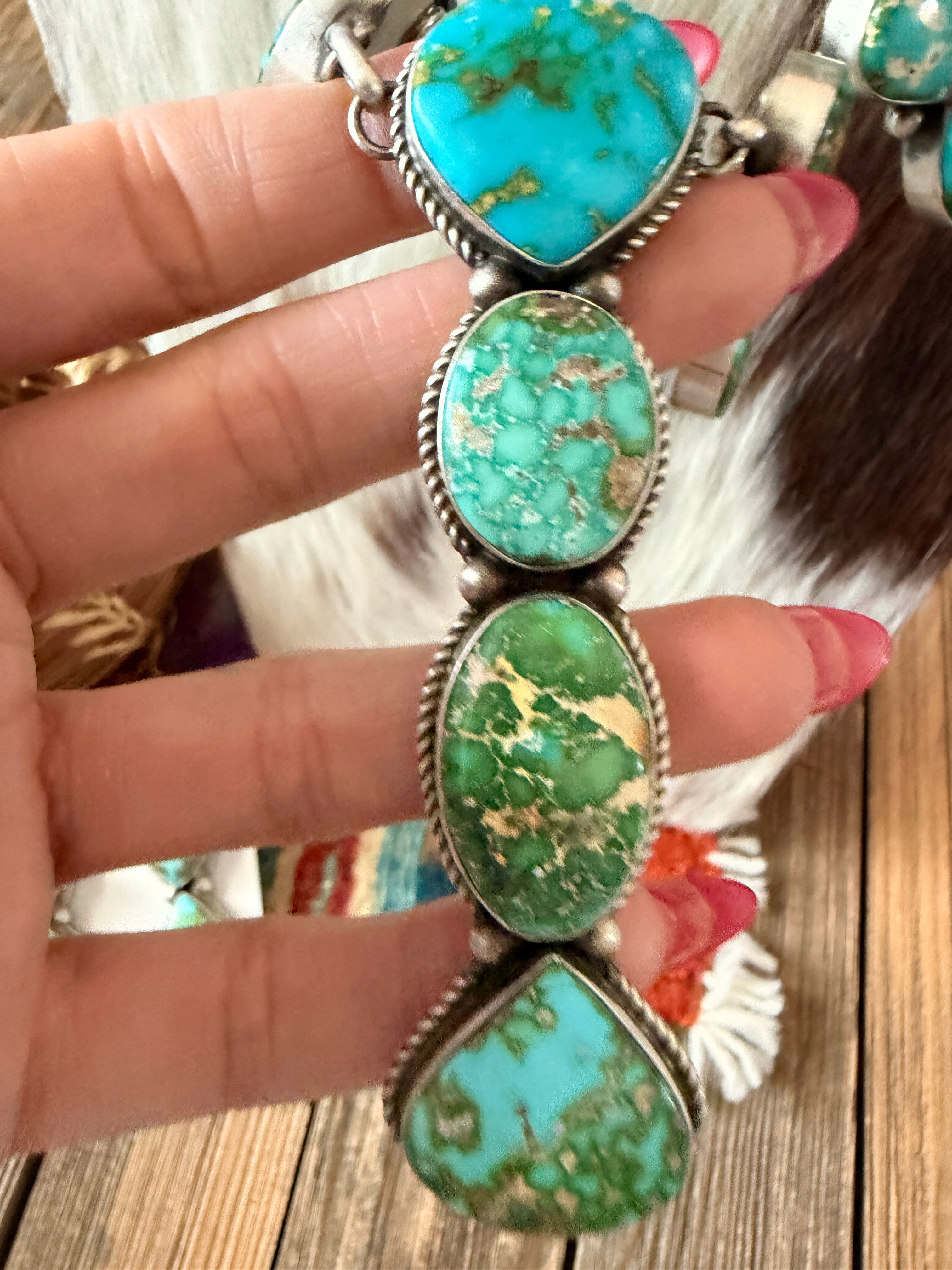 Handcrafted Sonoran Mountain Turquoise & Sterling Silver Necklace and Earring Set