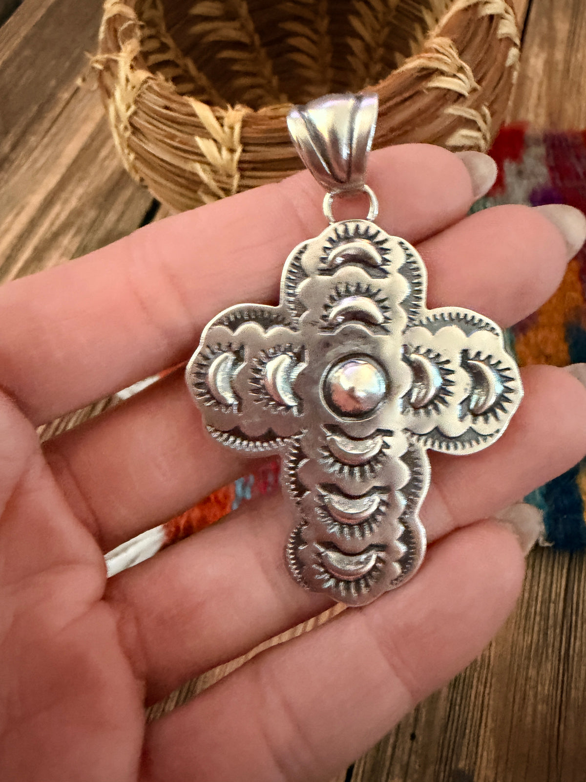 Handcrafted Sterling Silver Cross Pendant by Benson Shorty
