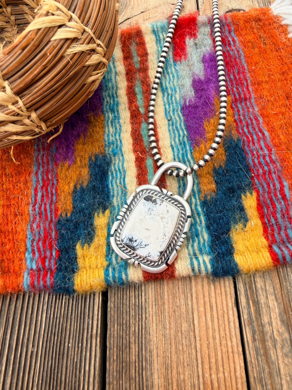 Handcrafted Sterling Silver & White Buffalo Pendant by Jon McCray