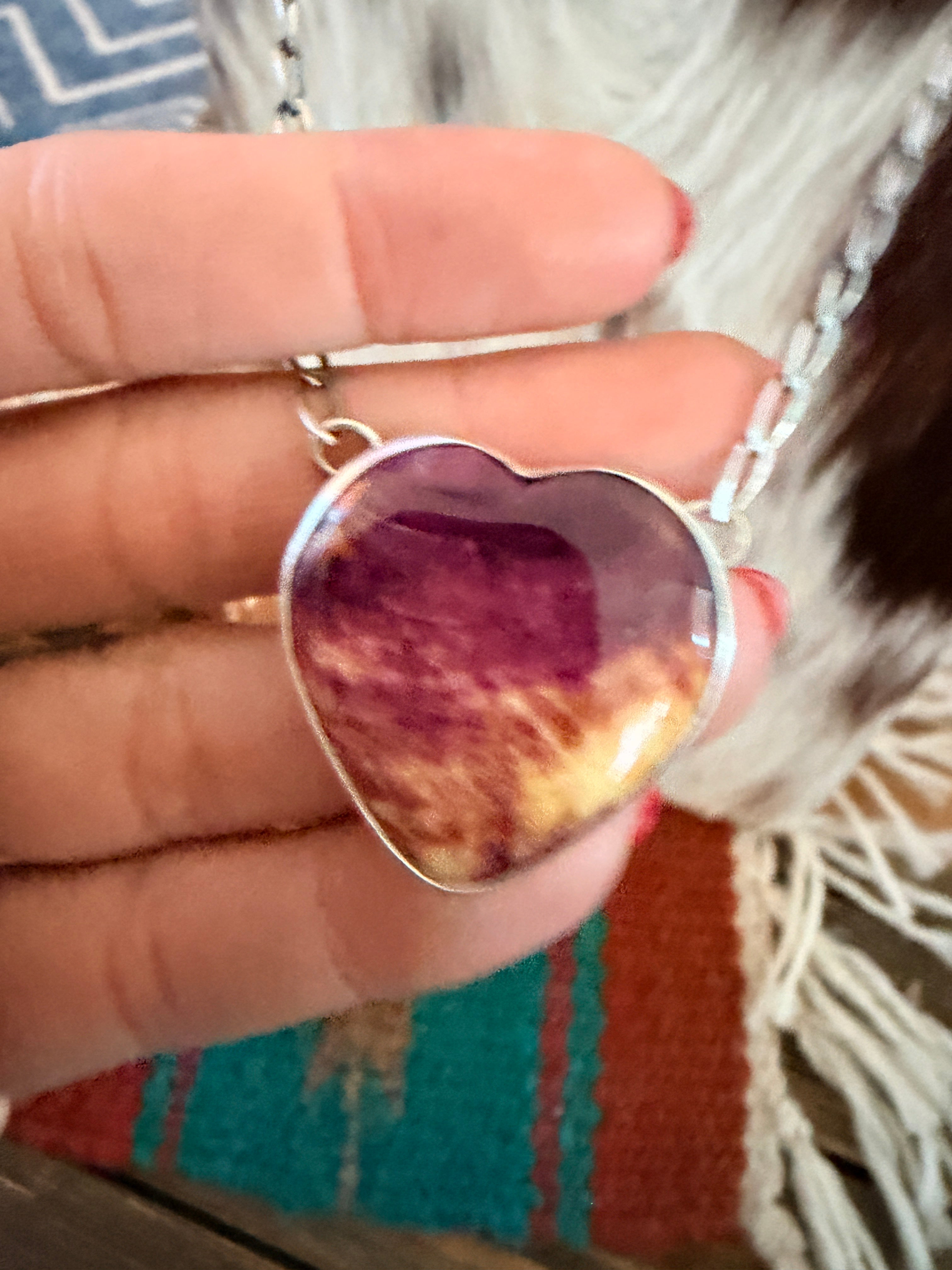 Handcrafted Spiny Oyster & Sterling Silver Heart Necklace
