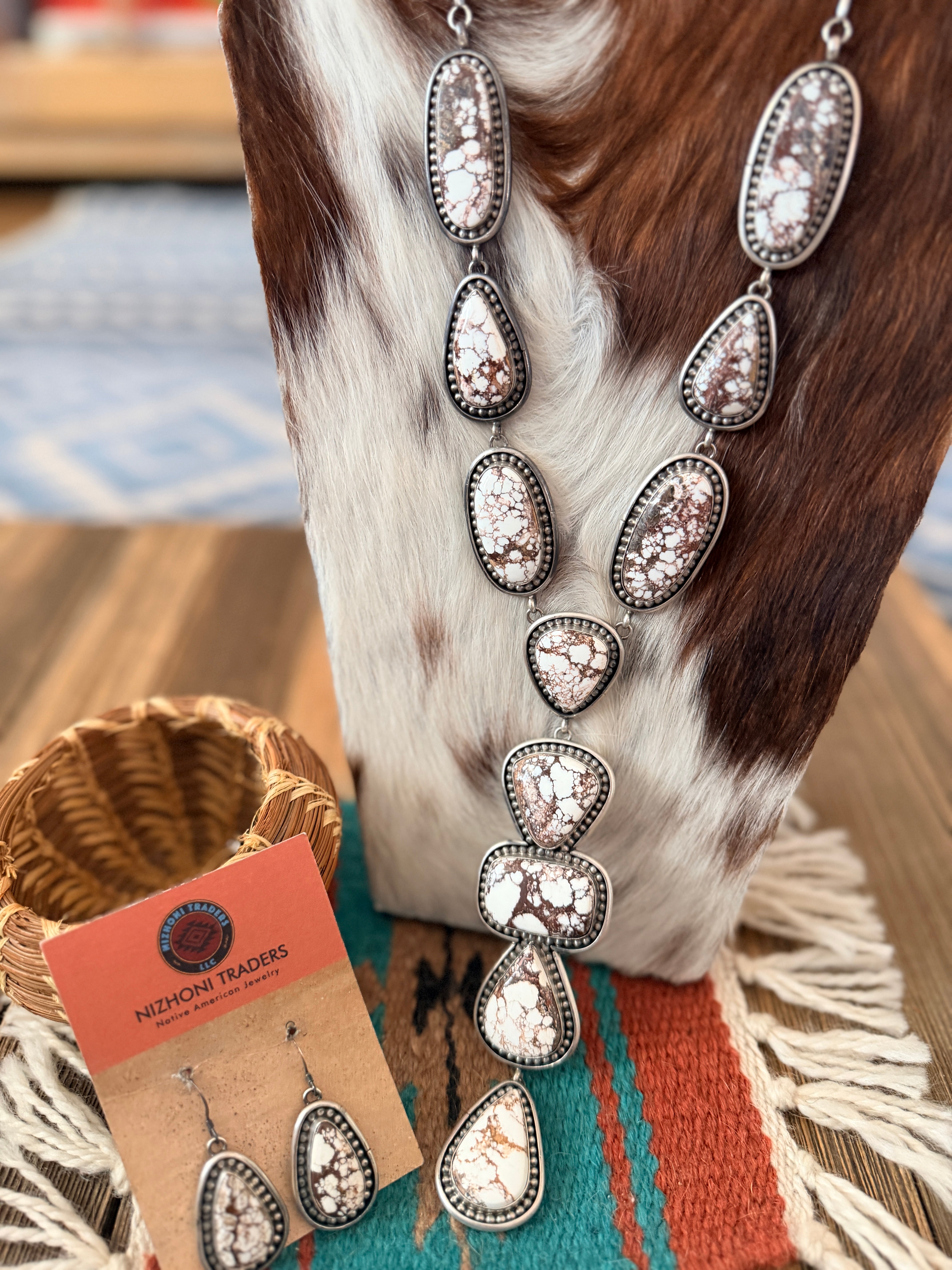 Handcrafted Wild Horse & Sterling Silver Necklace and Earring Set by Mary Ann Spencer