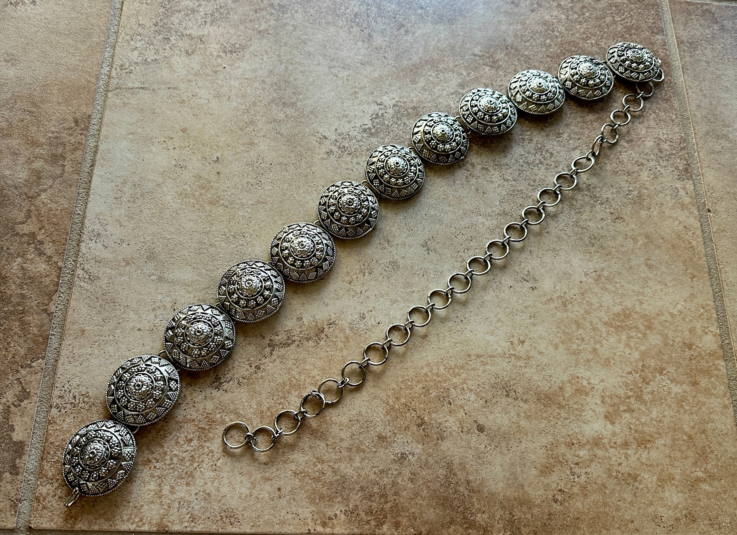 Antique Vintage Silver-Plated Brass Belt