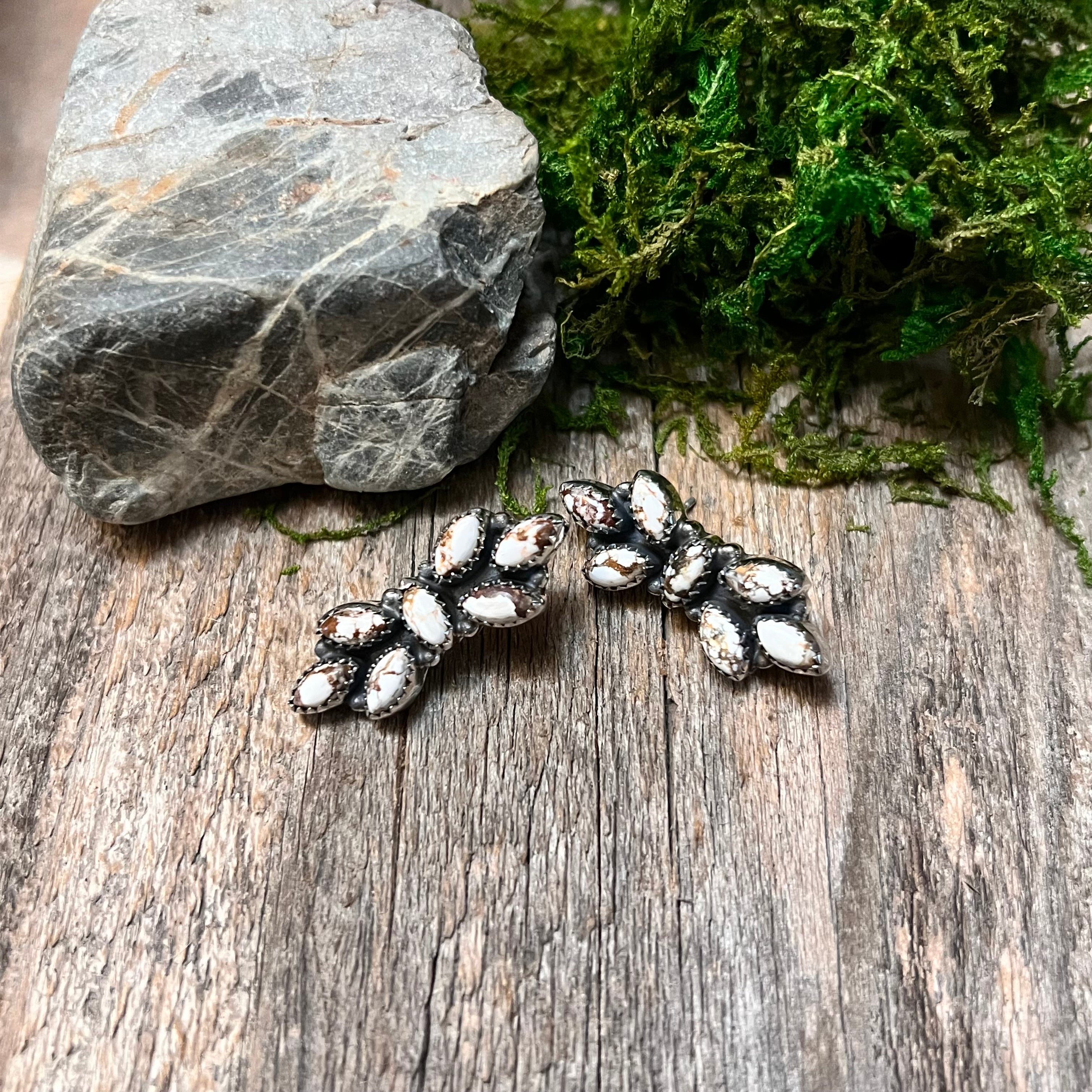 Handmade Wild Horse Gemstones & Sterling Silver Stud Earrings