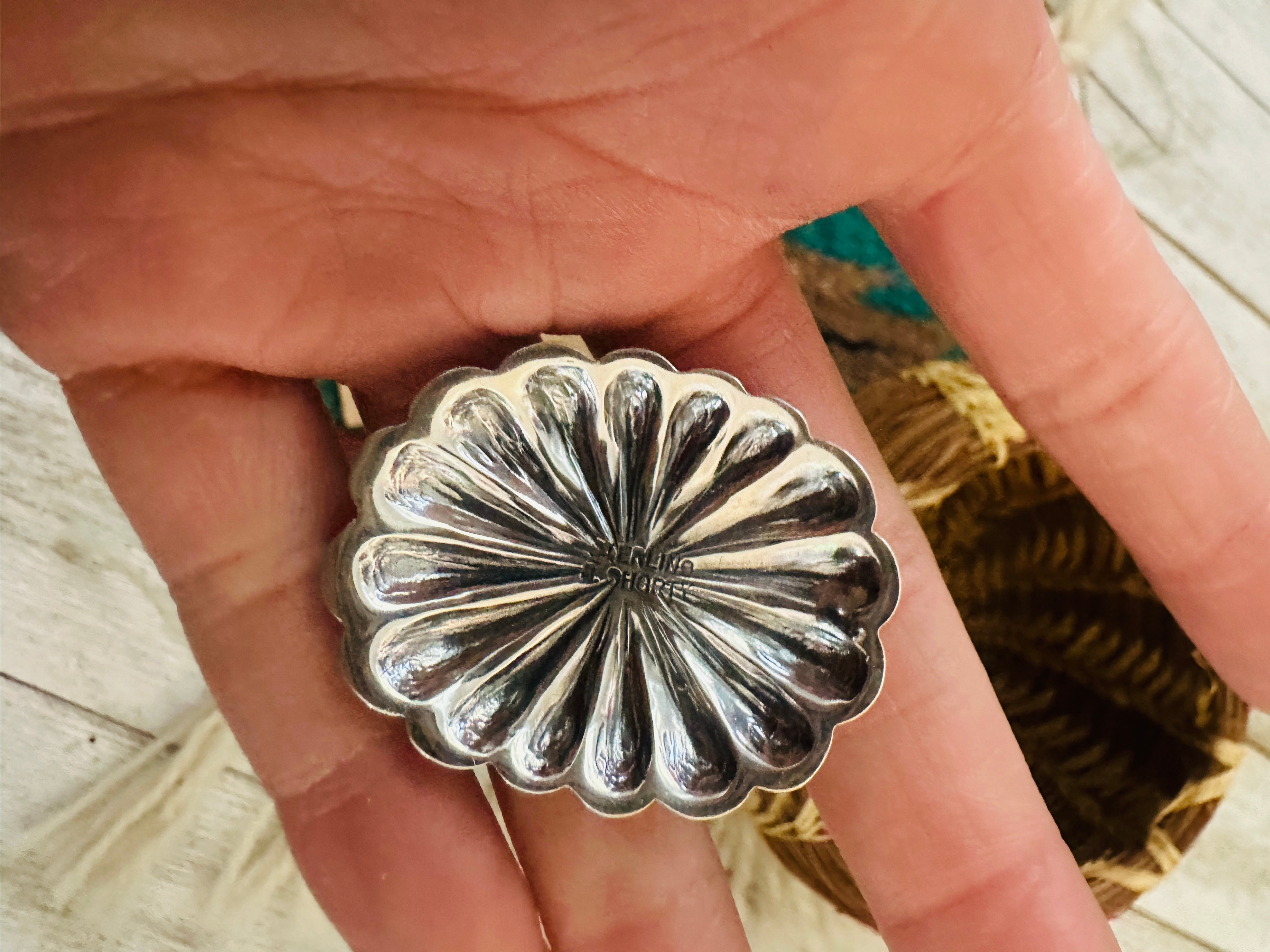 Handcrafted Sterling Silver & Turquoise Concho Post Earrings