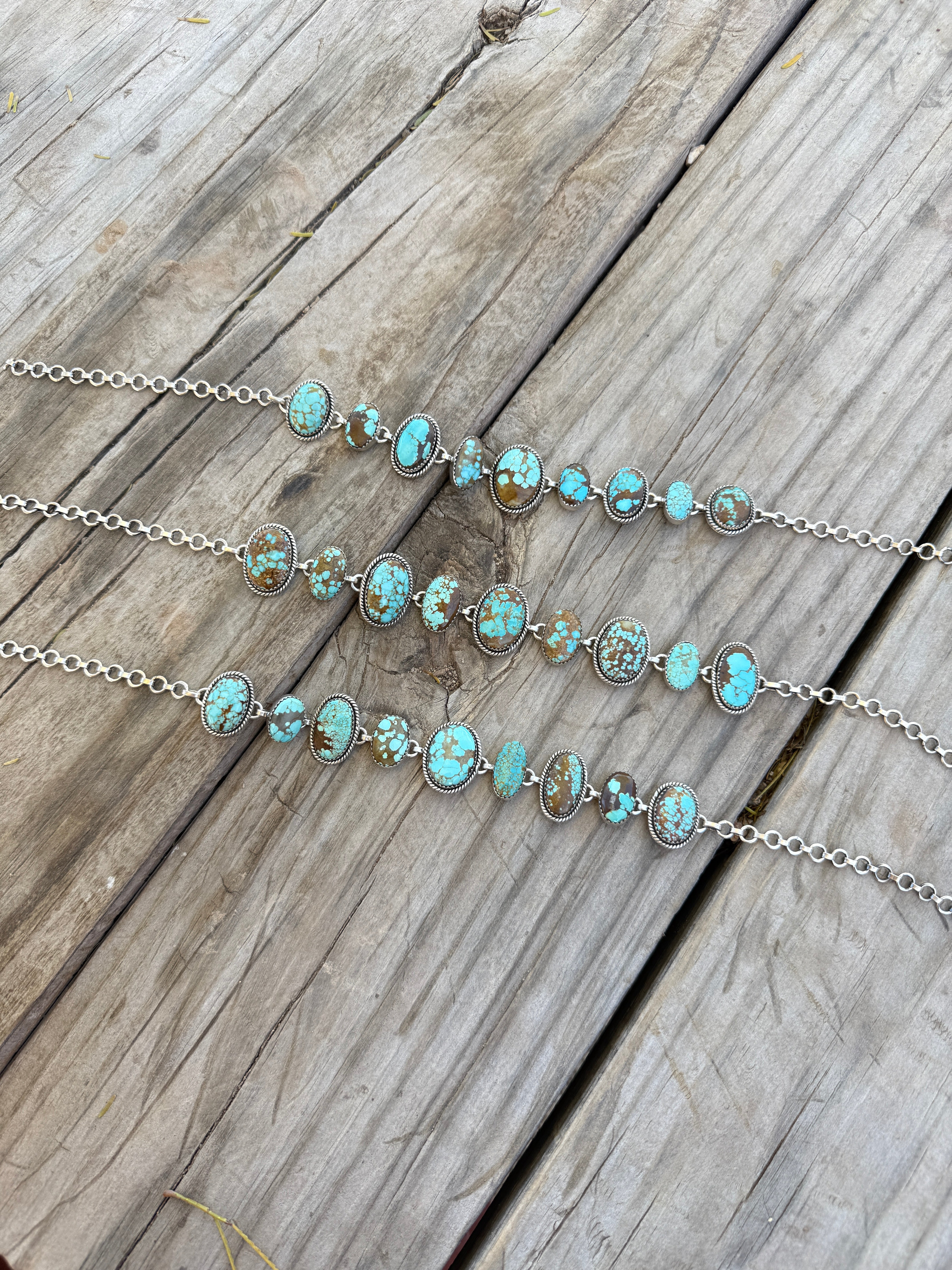 Handmade Sterling Silver Number 8 Turquoise Choker Necklace "Signed Nizhoni"