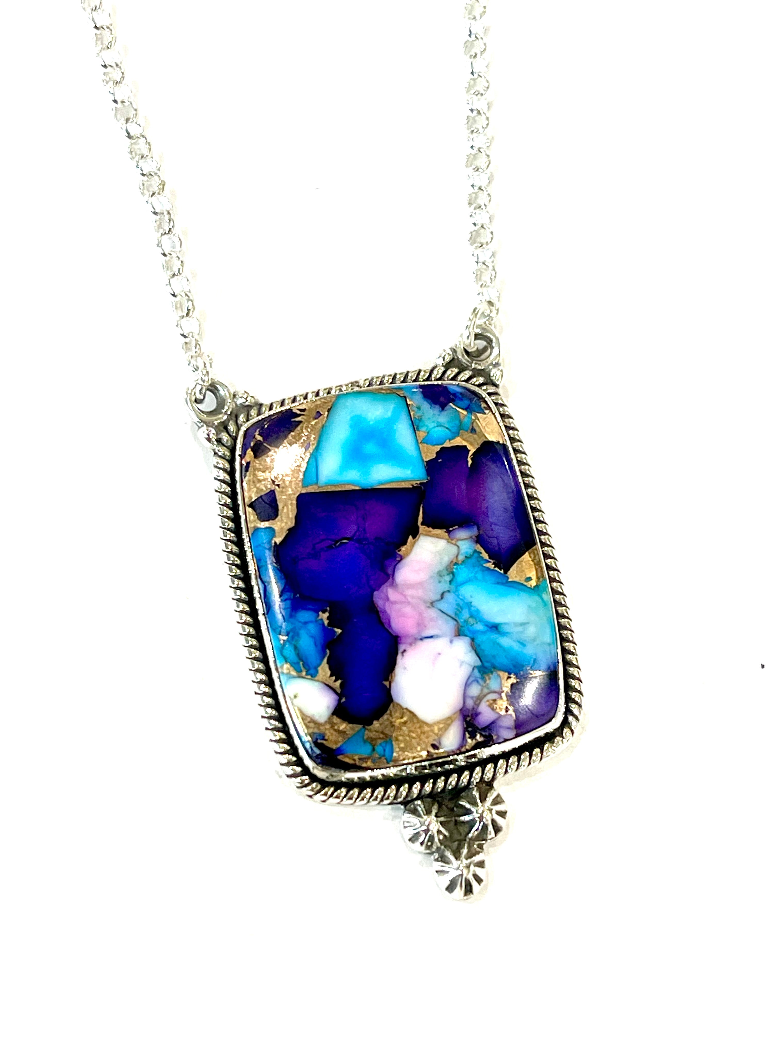 Handmade Sterling Silver & Purple Dream Mojave Heart Necklace