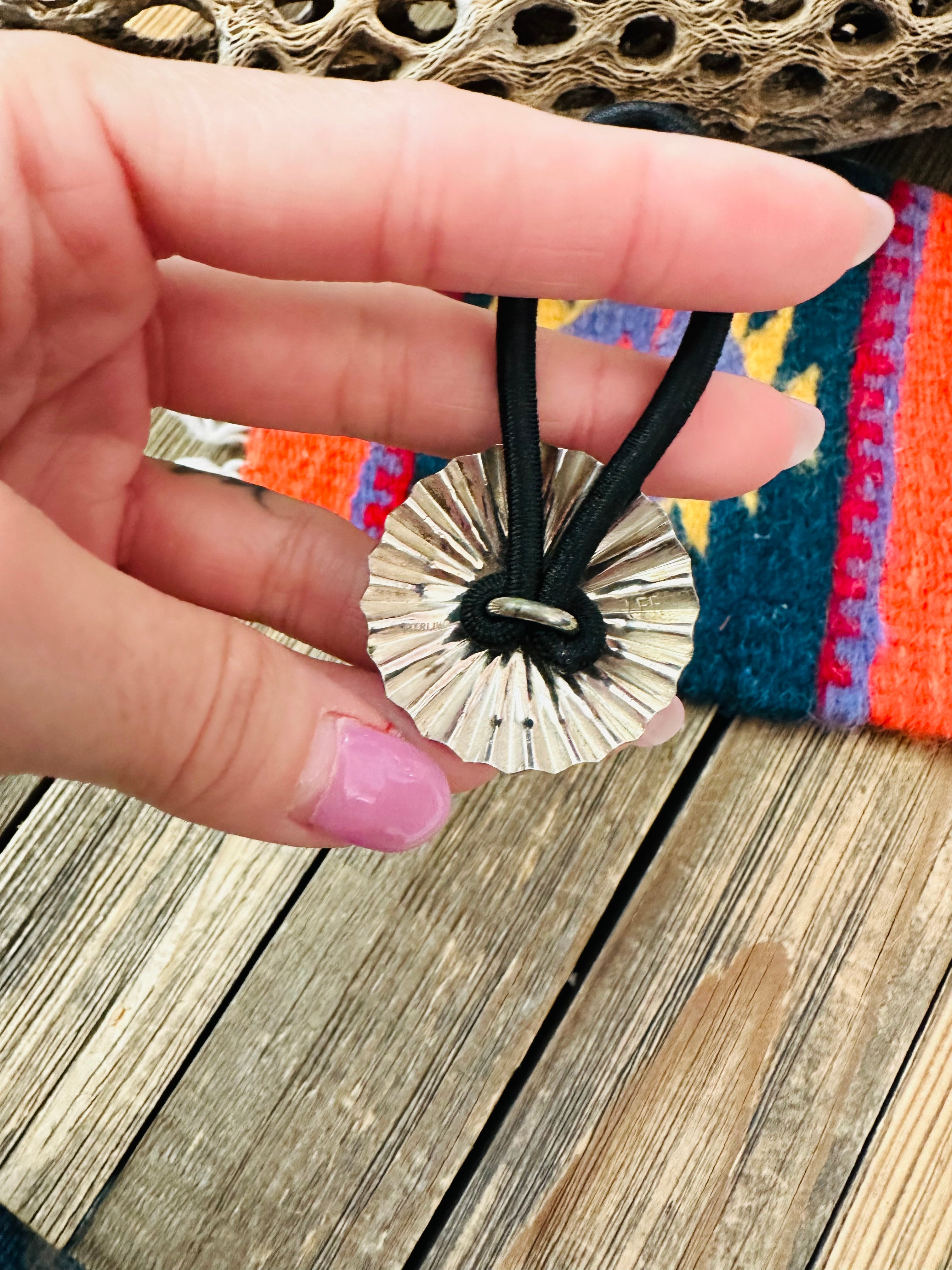 Handcrafted Sterling Silver Hand Stamped Horse Hair Tie