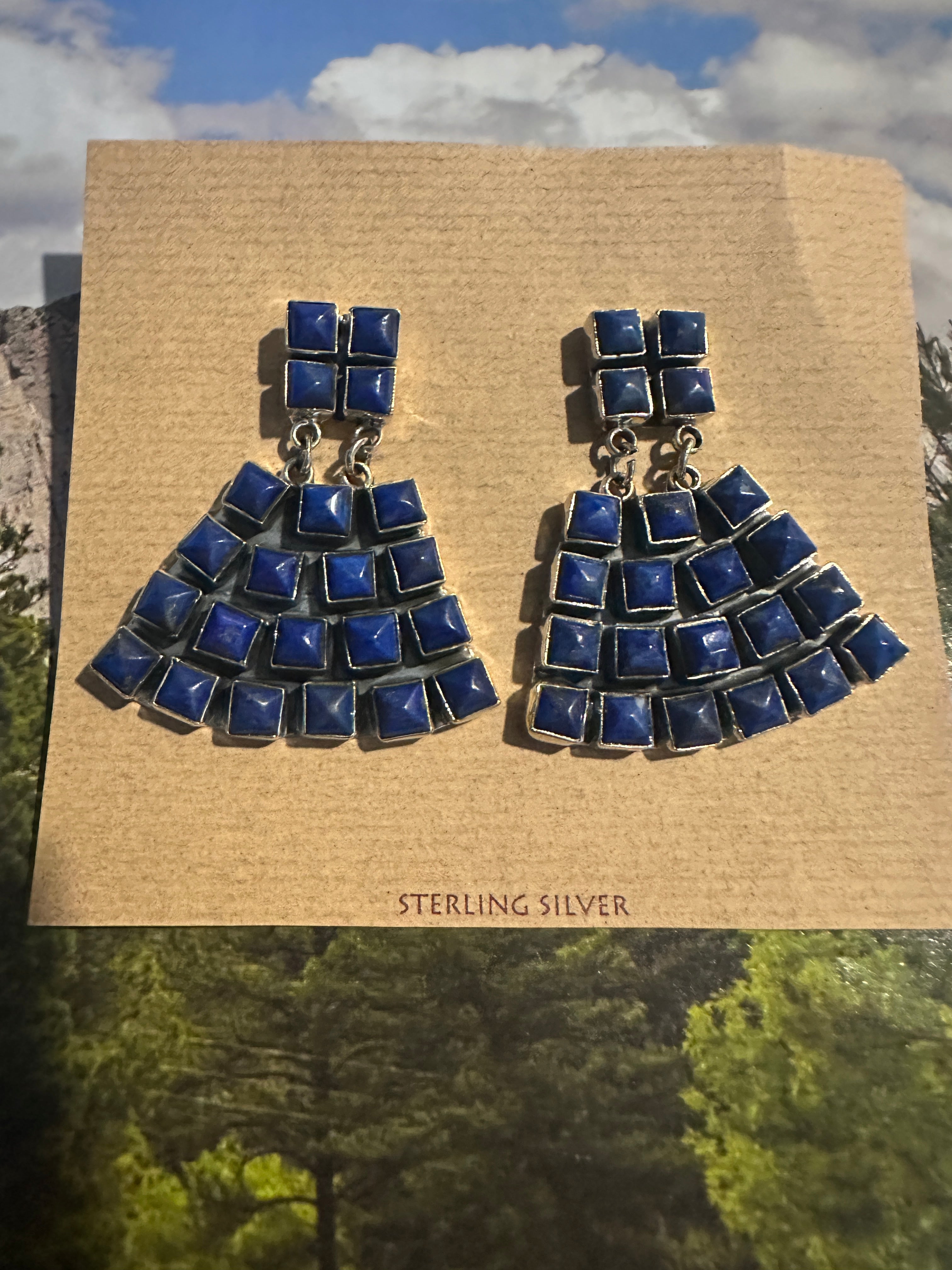 Beautiful Handmade Lapis Dangle Earrings By Dan Dodson
