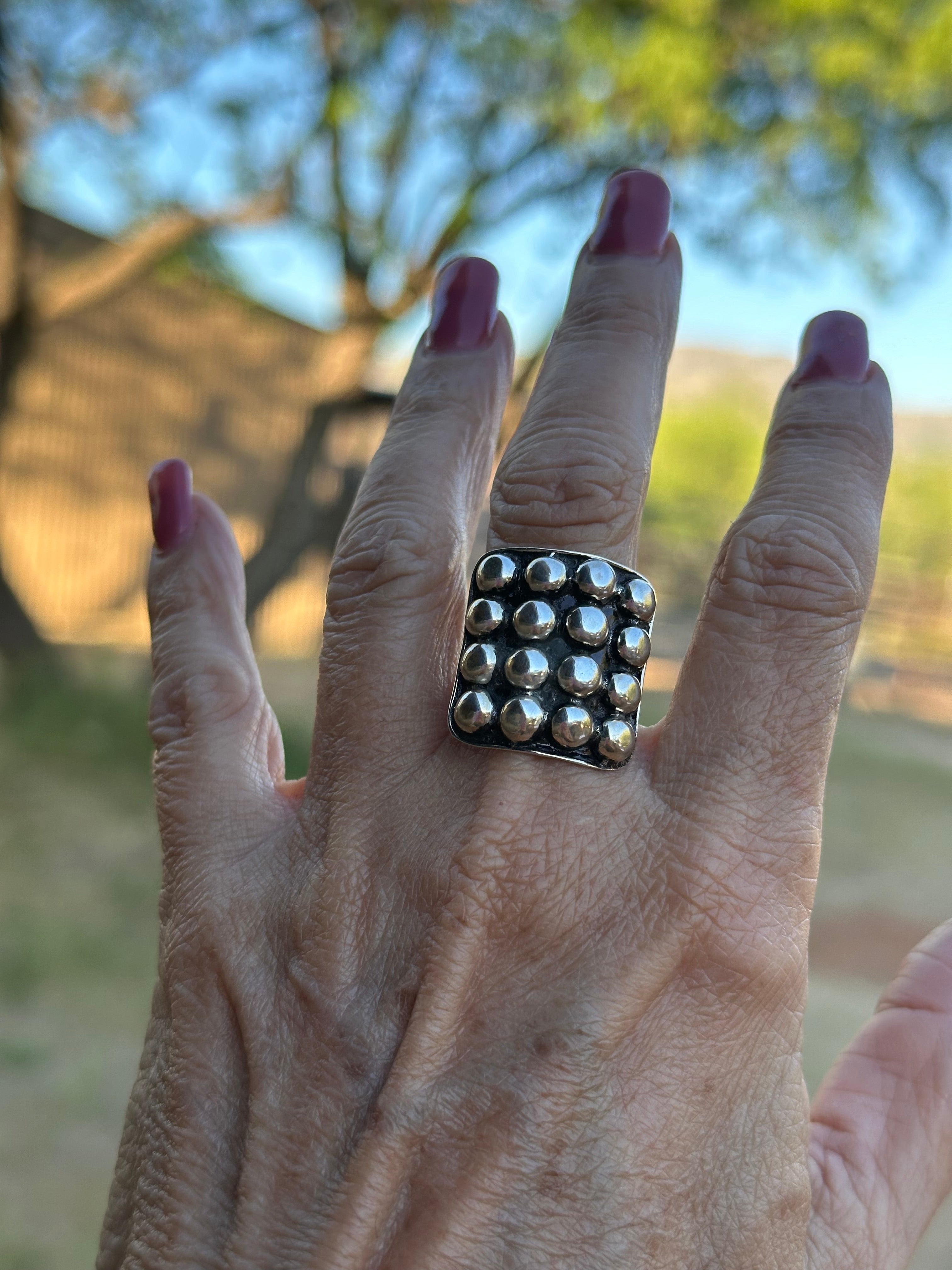 Handmade Sterling Silver 5mm Ball Ring Adjustable