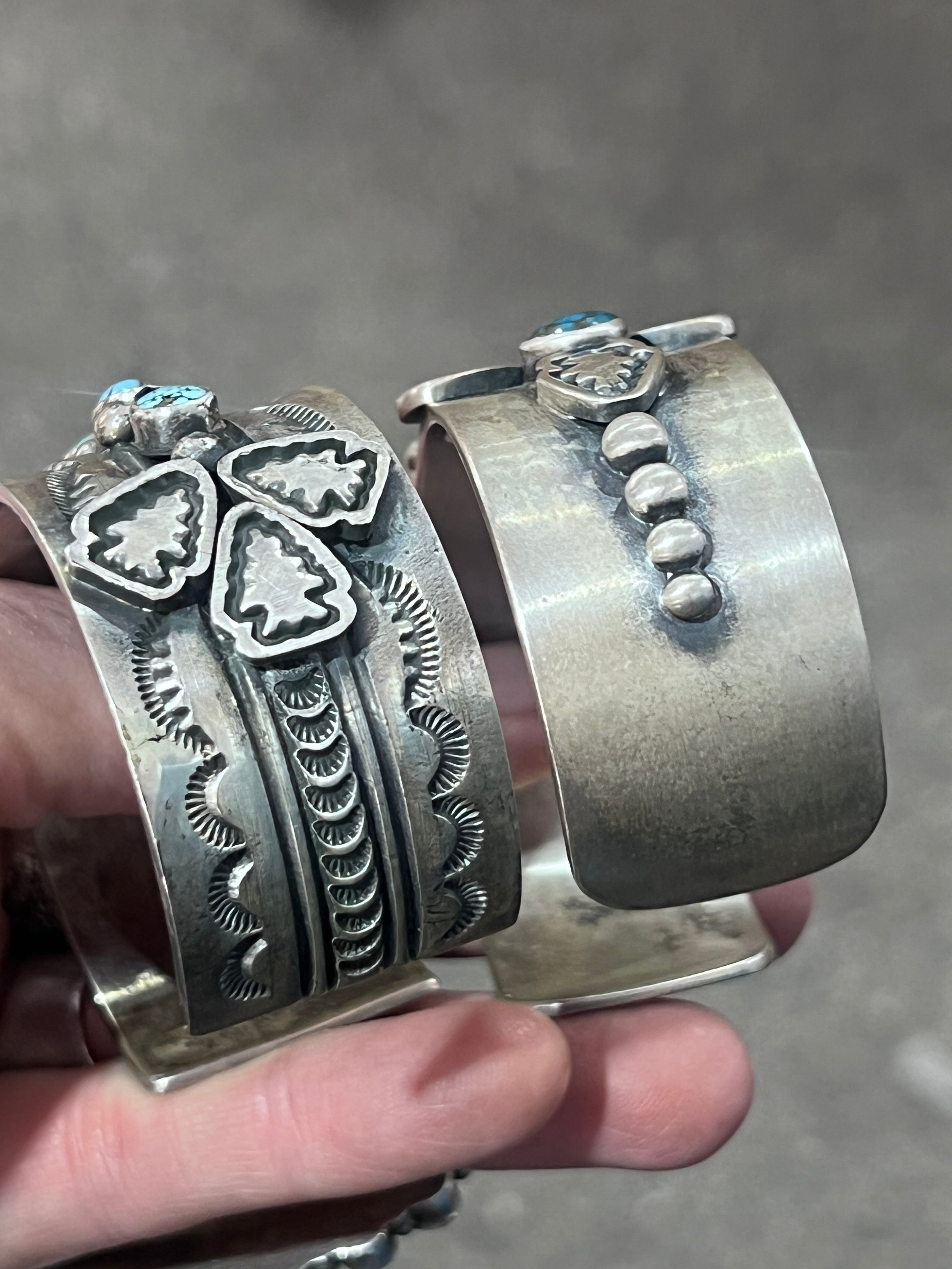 Gilbert Tom Sterling Silver and Turquoise Arrowhead Cuff Bracelets
