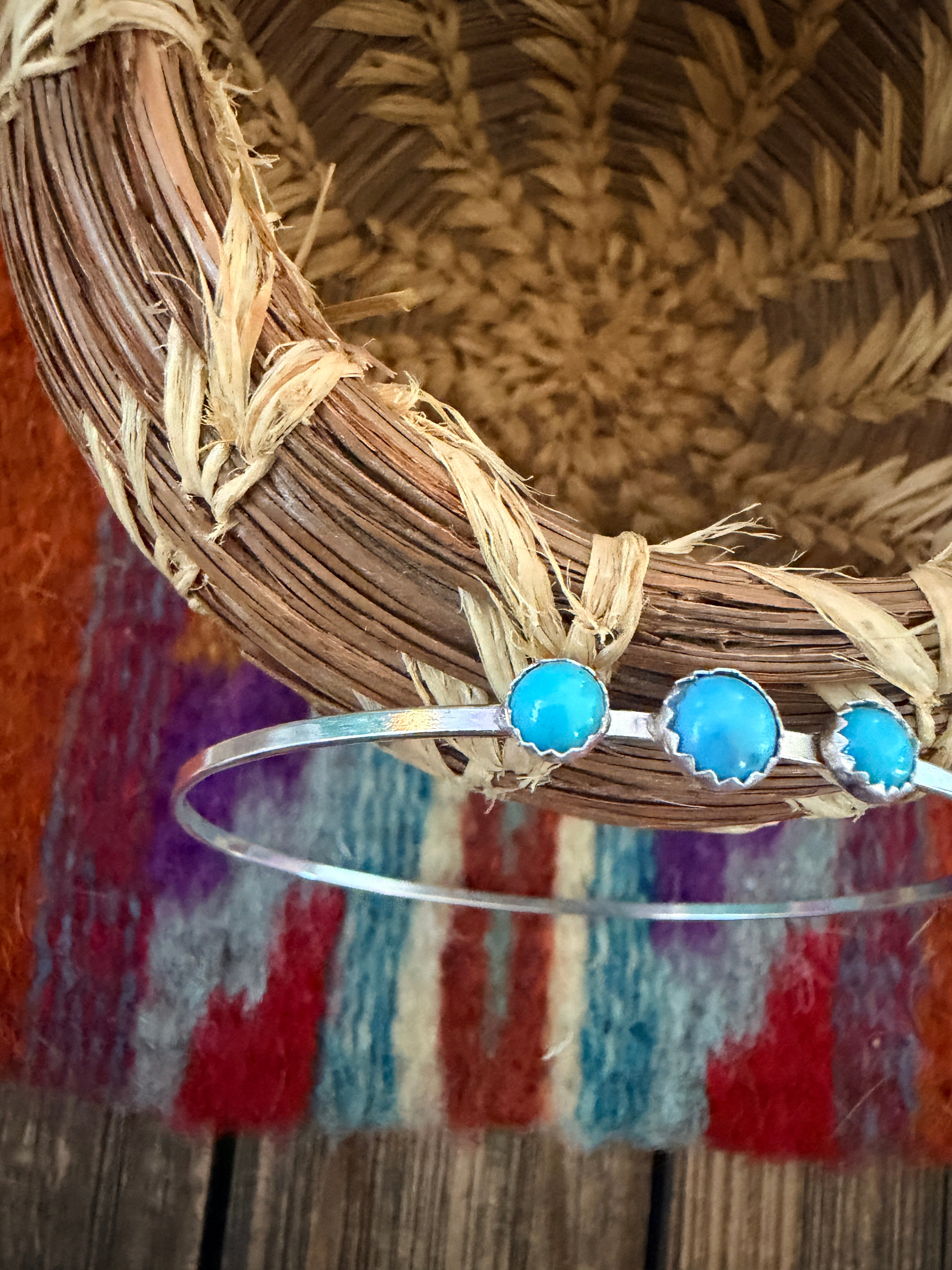 Handmade Turquoise & Sterling Silver Bangle Bracelet