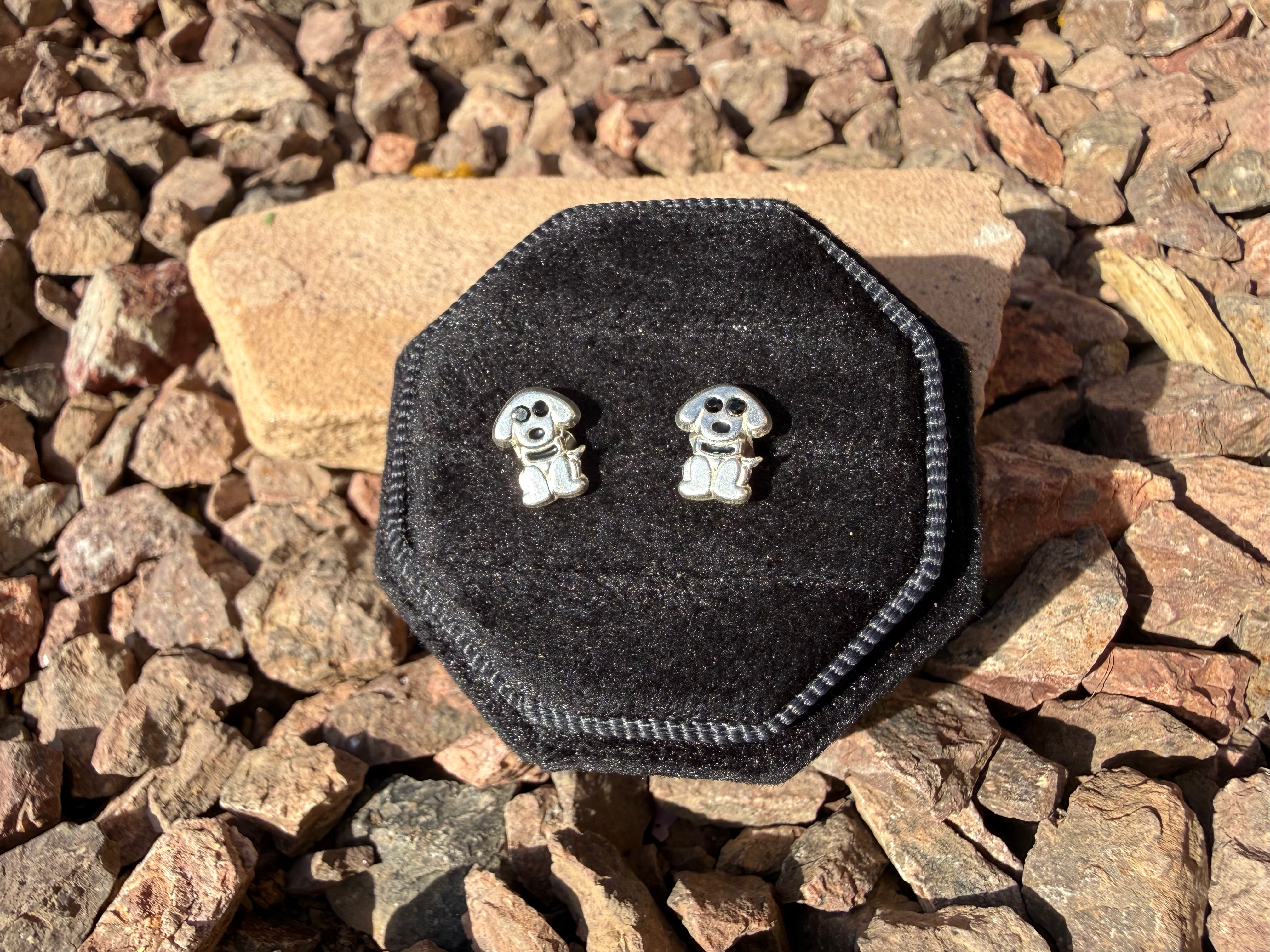 Dog Sterling Silver Stud Earrings