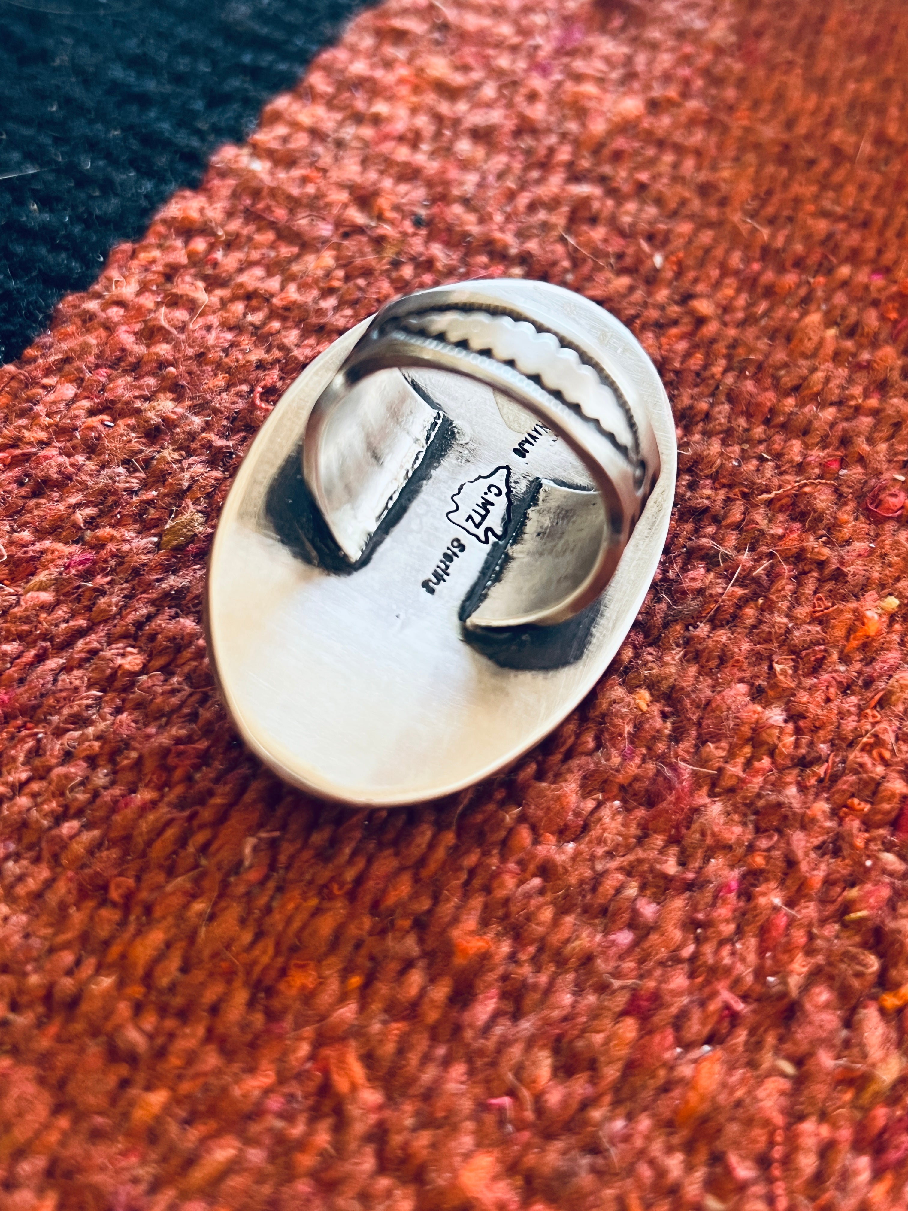 Handcrafted Sterling Silver Repousse Ring by Calvin Martinez, Size 9