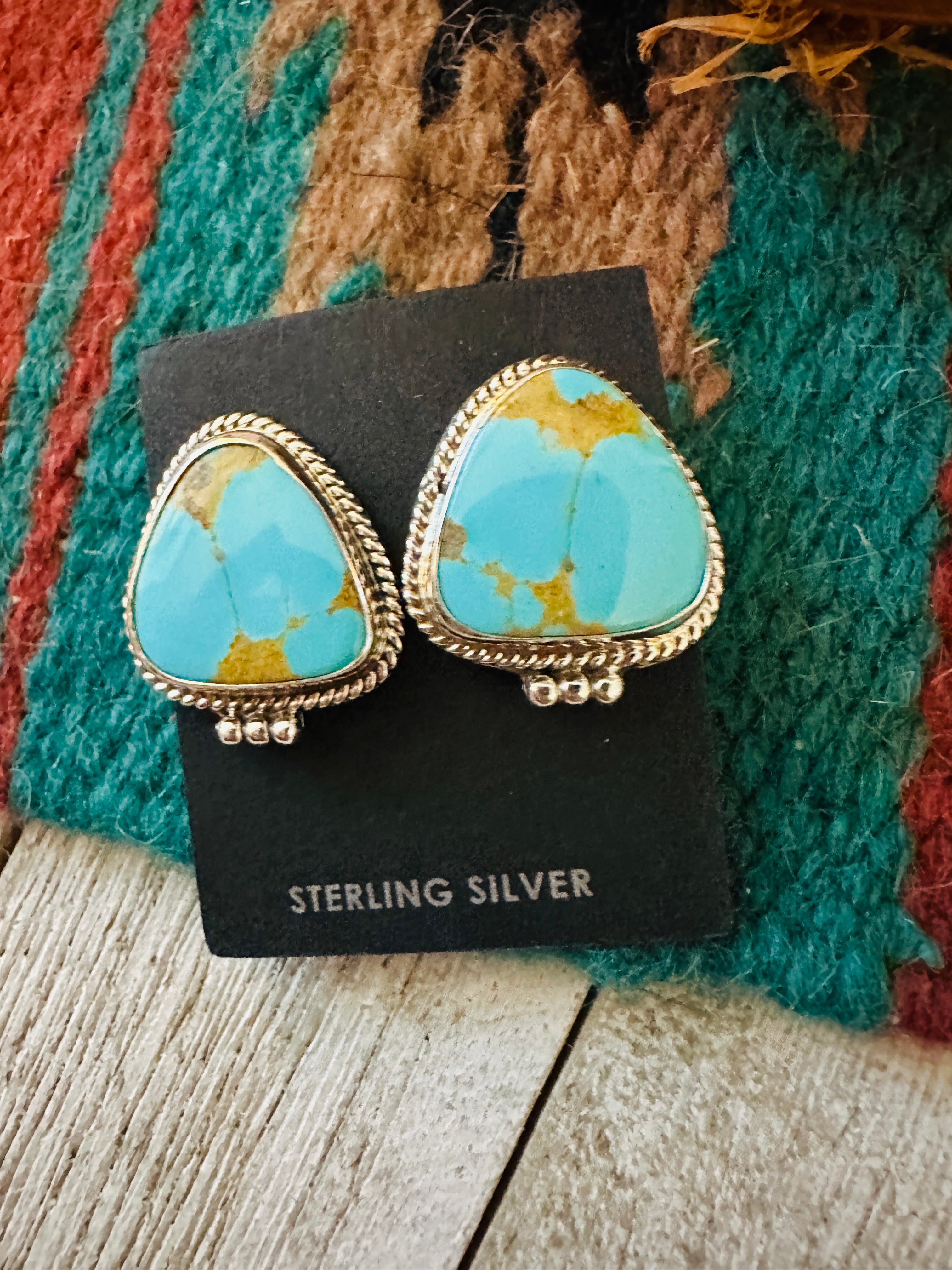 Navajo Turquoise & Sterling Silver Post Earrings