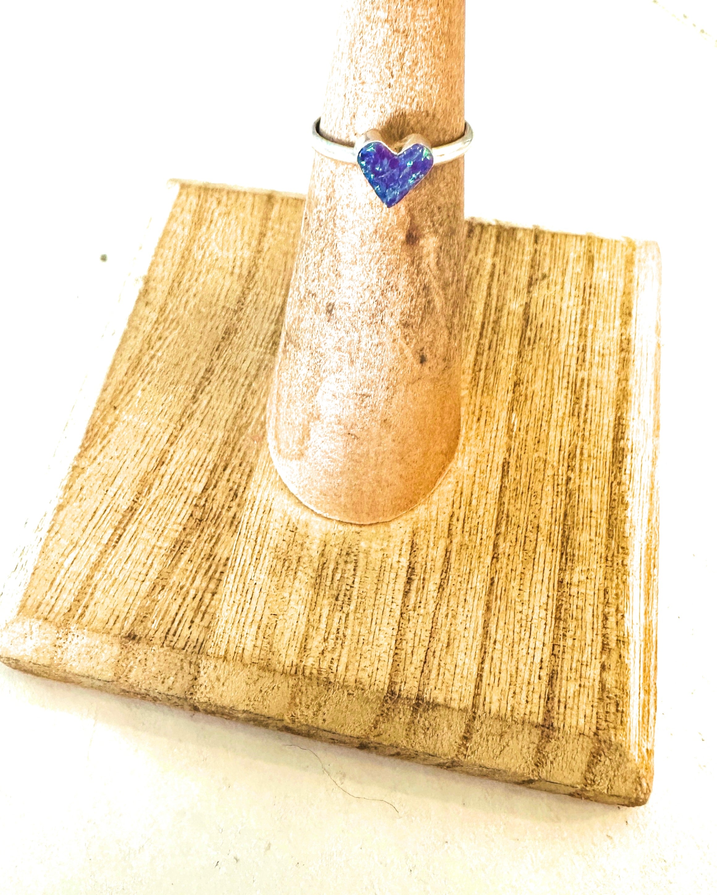 Handcrafted Sterling Silver & Purple Opal Heart Ring