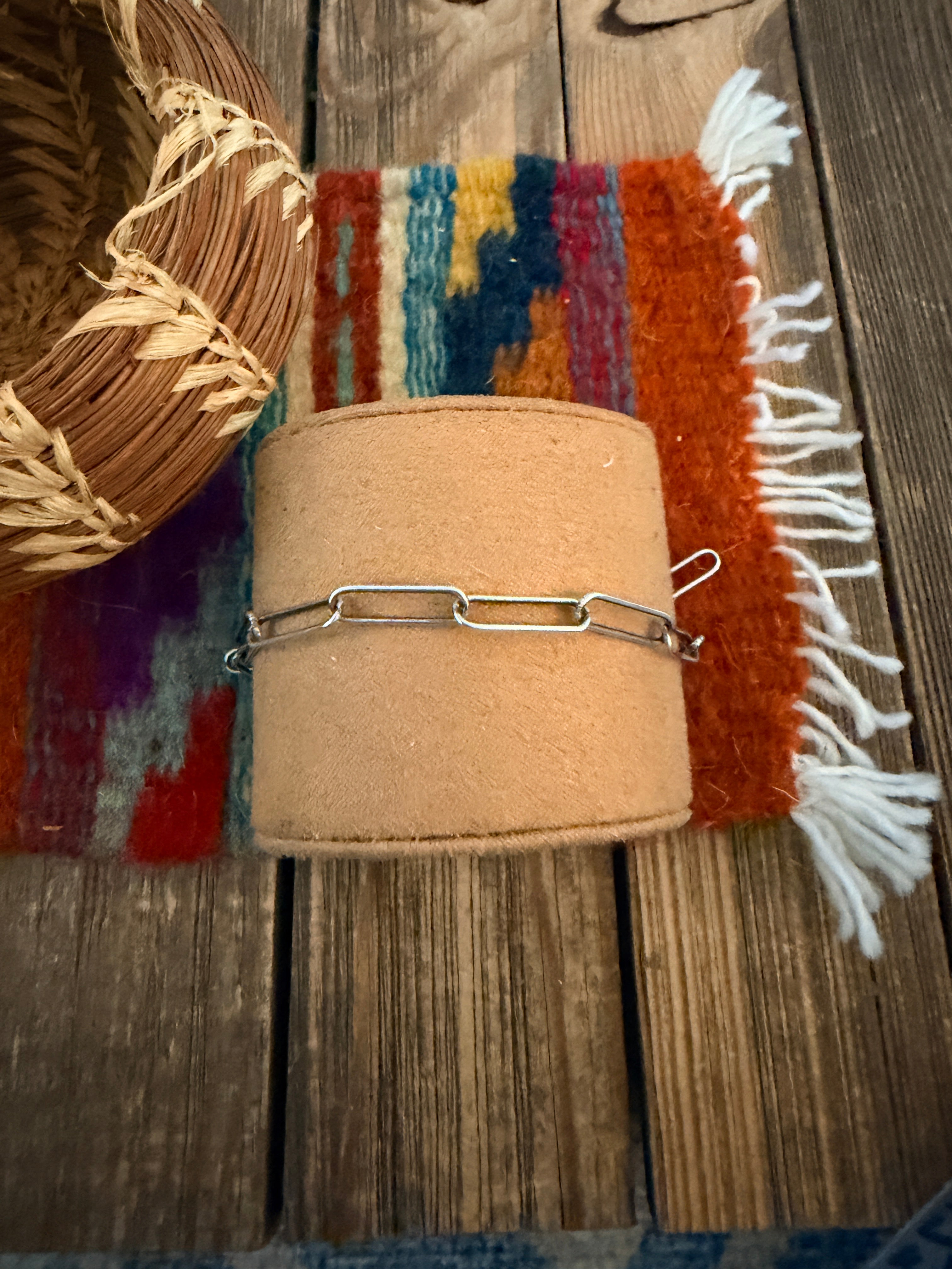 Handmade Sterling Silver Paperclip Anklet