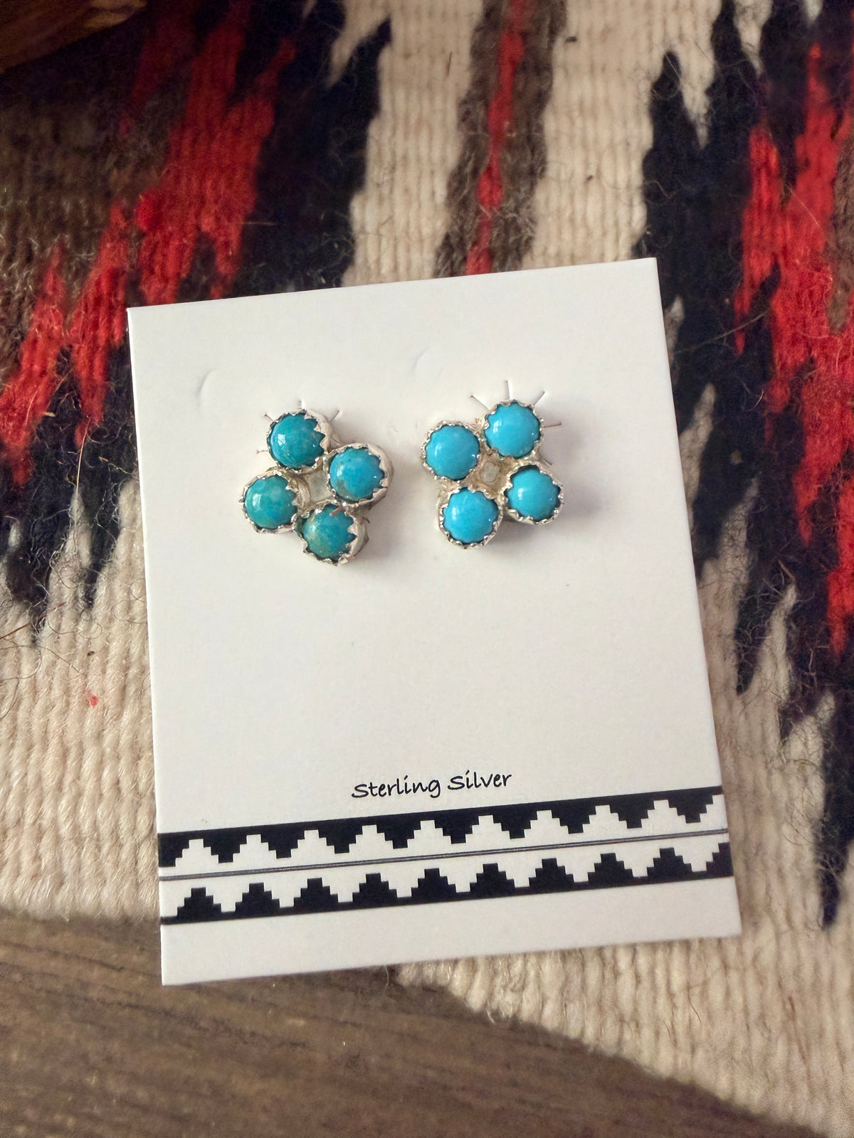 Handcrafted Sterling Silver & Turquoise Petit Point Stud Earrings