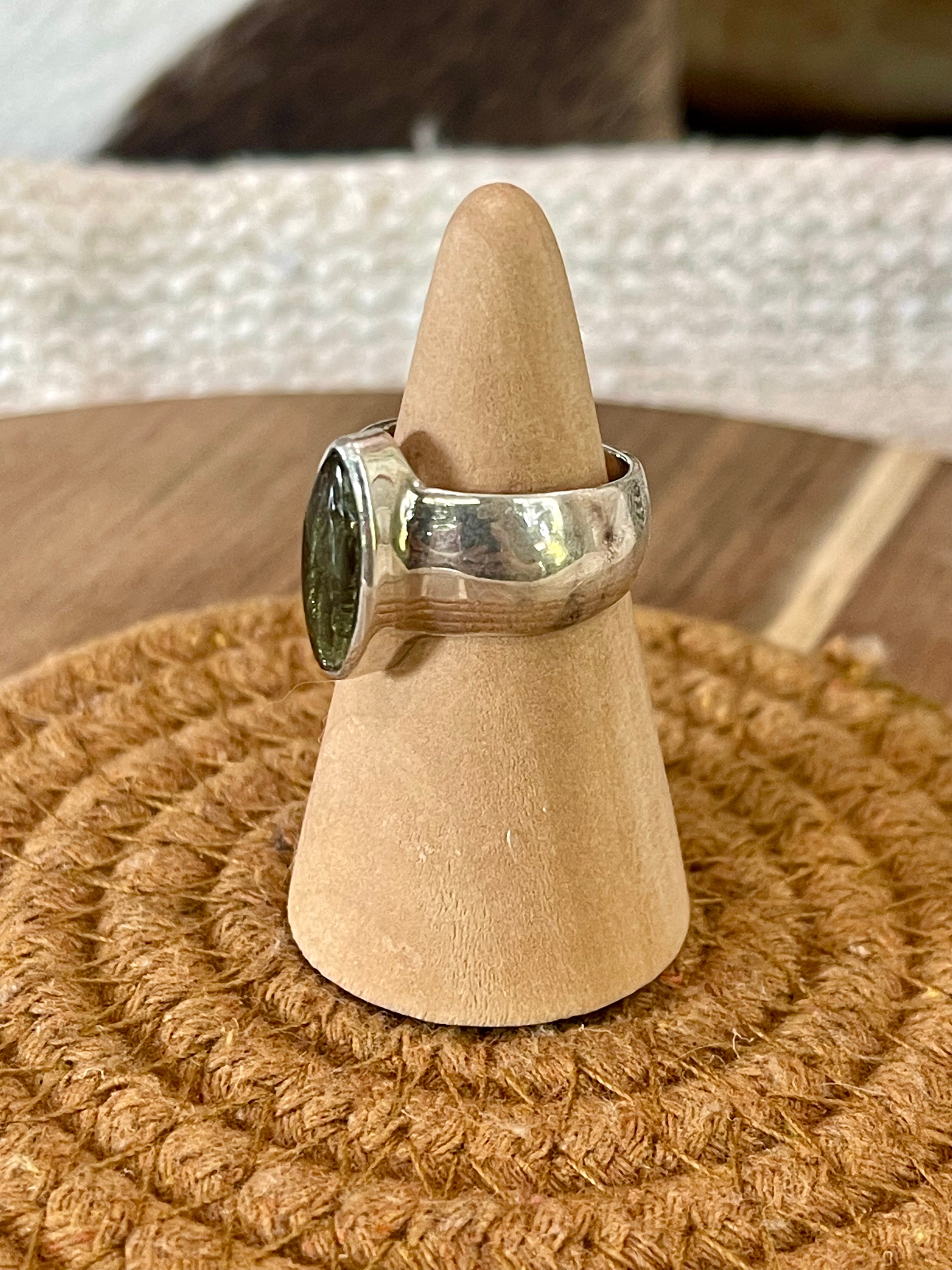 Handcrafted Sterling Silver & Meteorite Rock Size 7 Ring