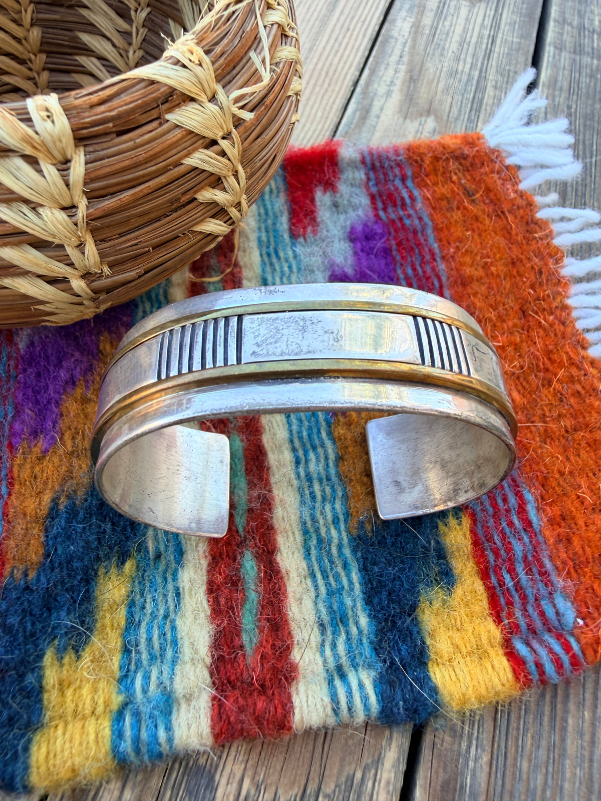 Handcrafted Old Pawn Sterling Silver Cuff Bracelet