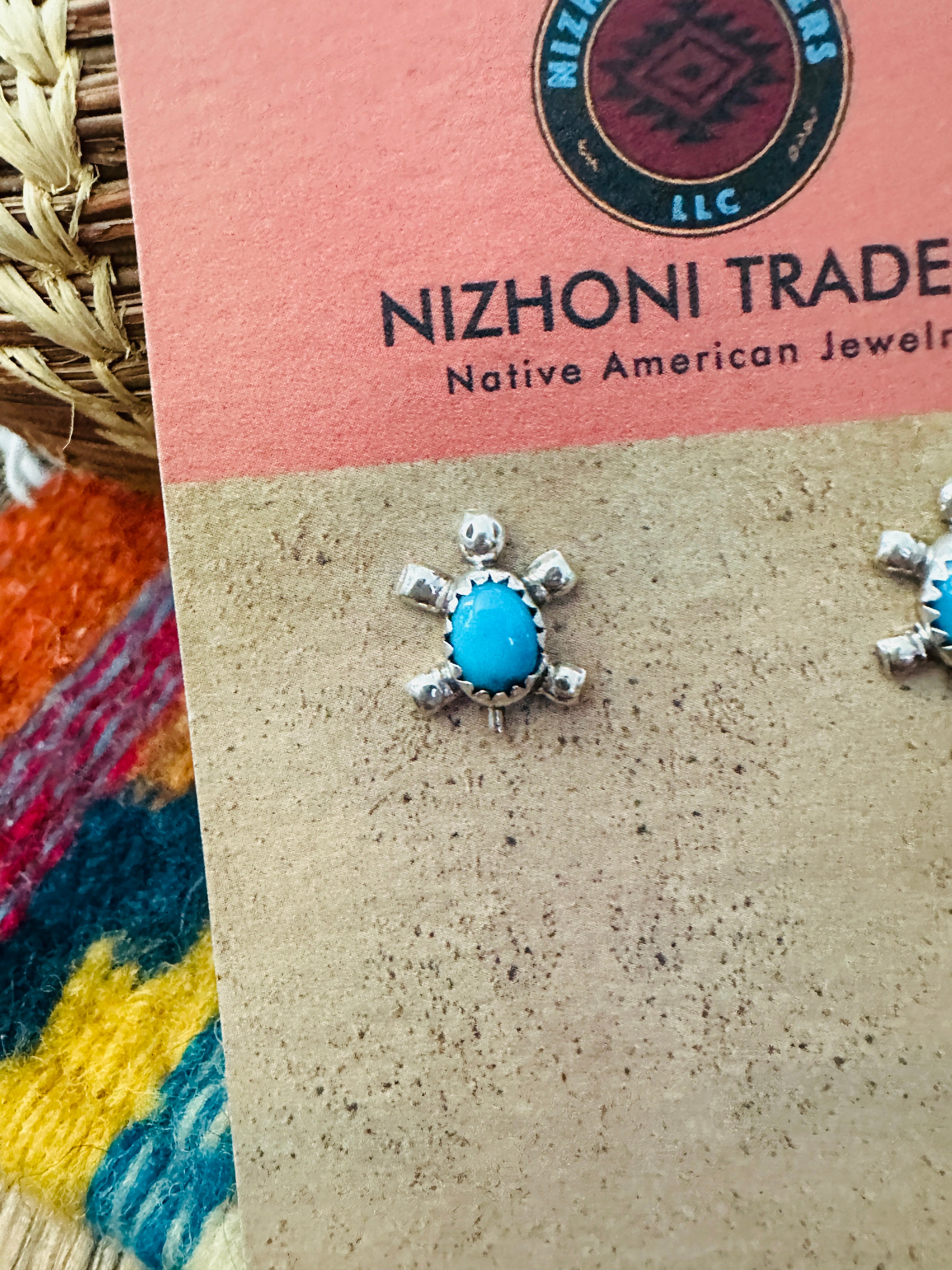 Handcrafted Turquoise & Sterling Silver Turtle Stud Earrings