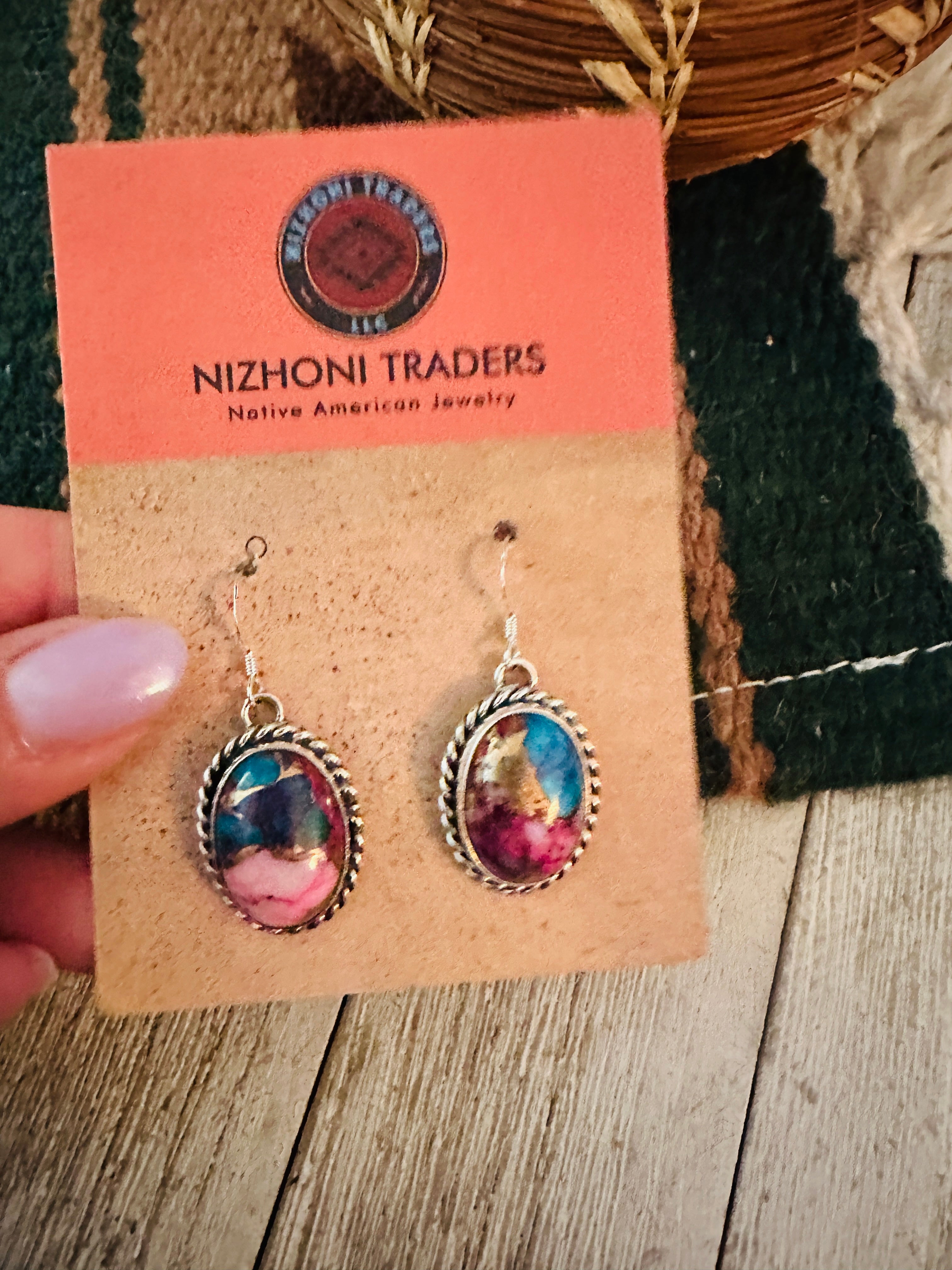 Handcrafted Sterling Silver & Pink Dream Mojave Dangle Earrings