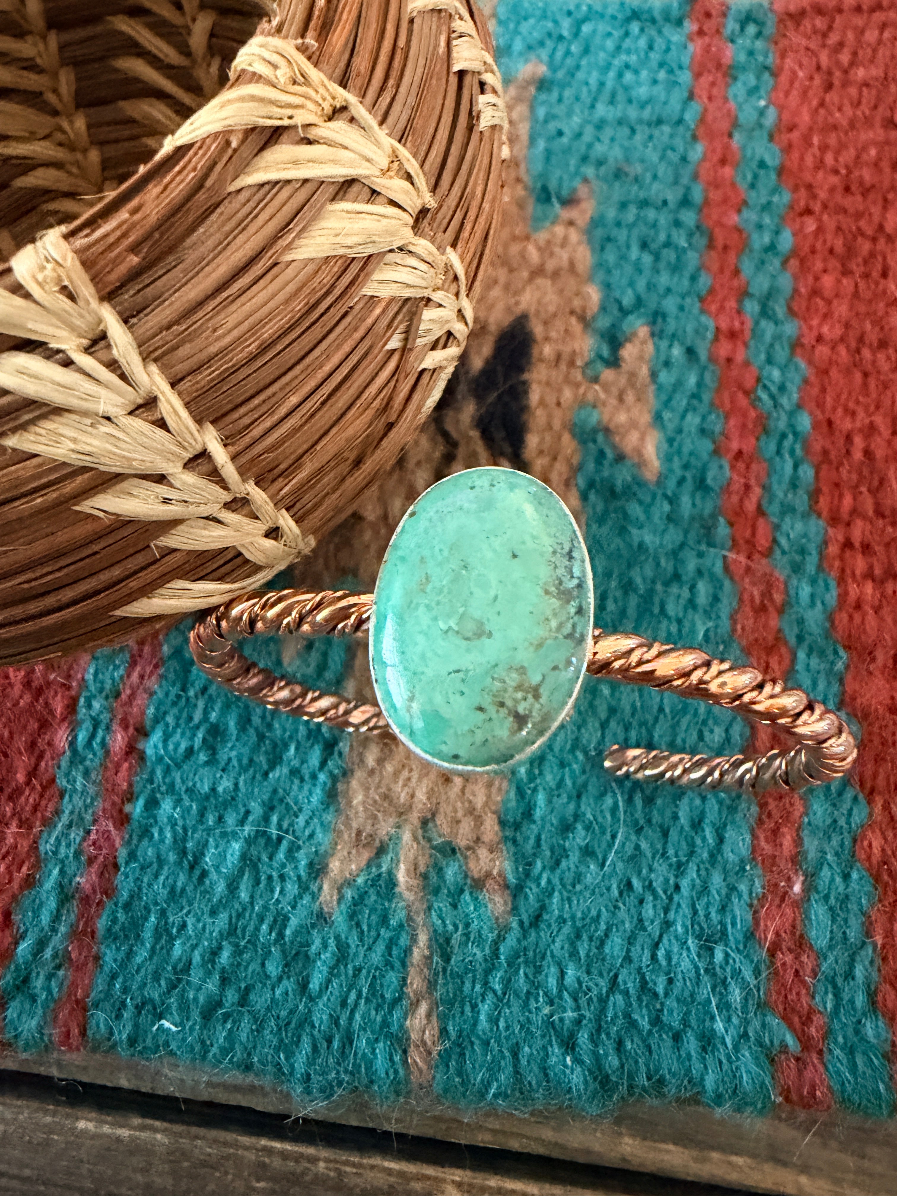Handcrafted Turquoise & Copper Twisted Cuff Bracelet by Julia Etsitty