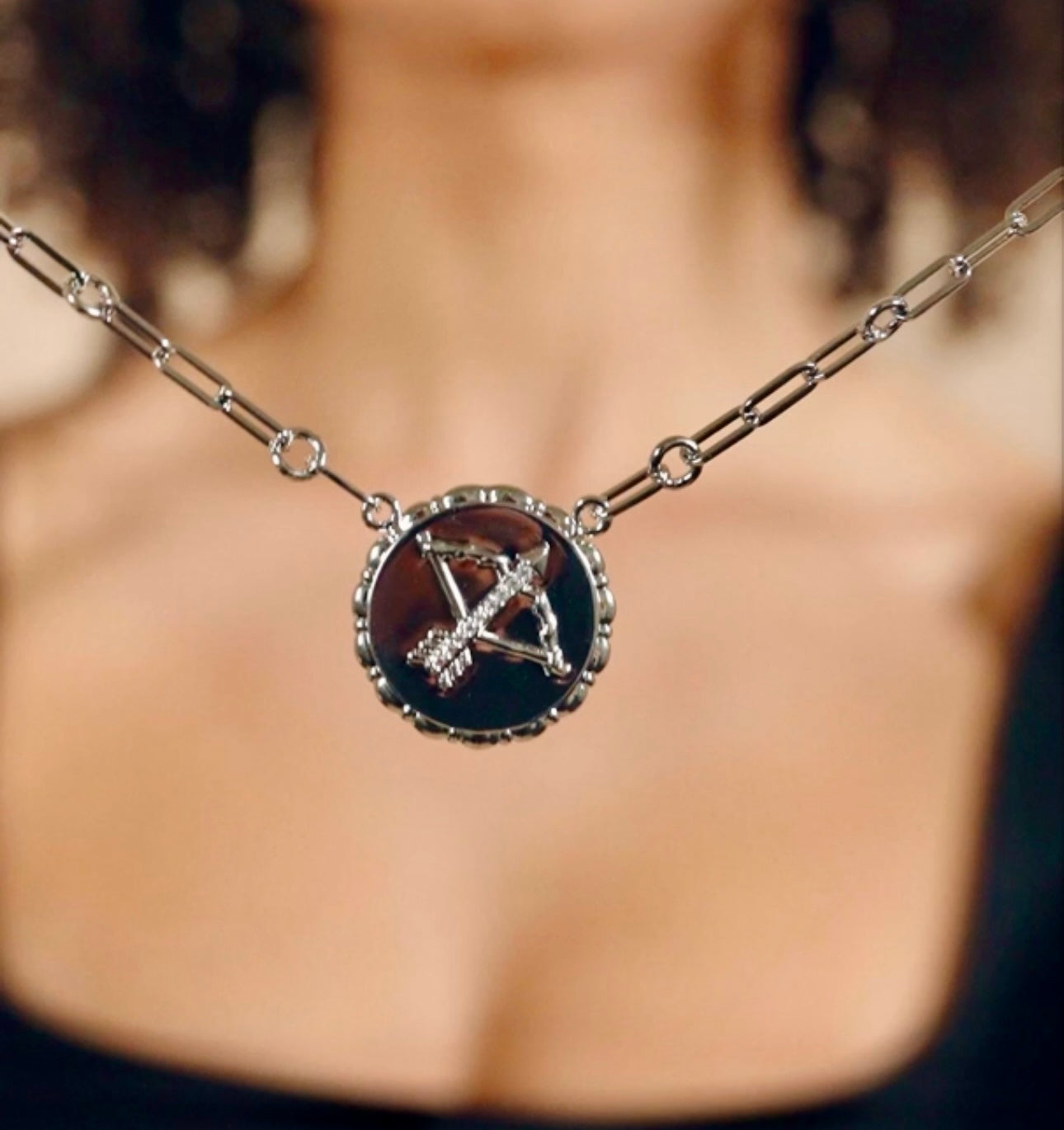 Bold CZ Zodiac Link Sagittarius Necklace