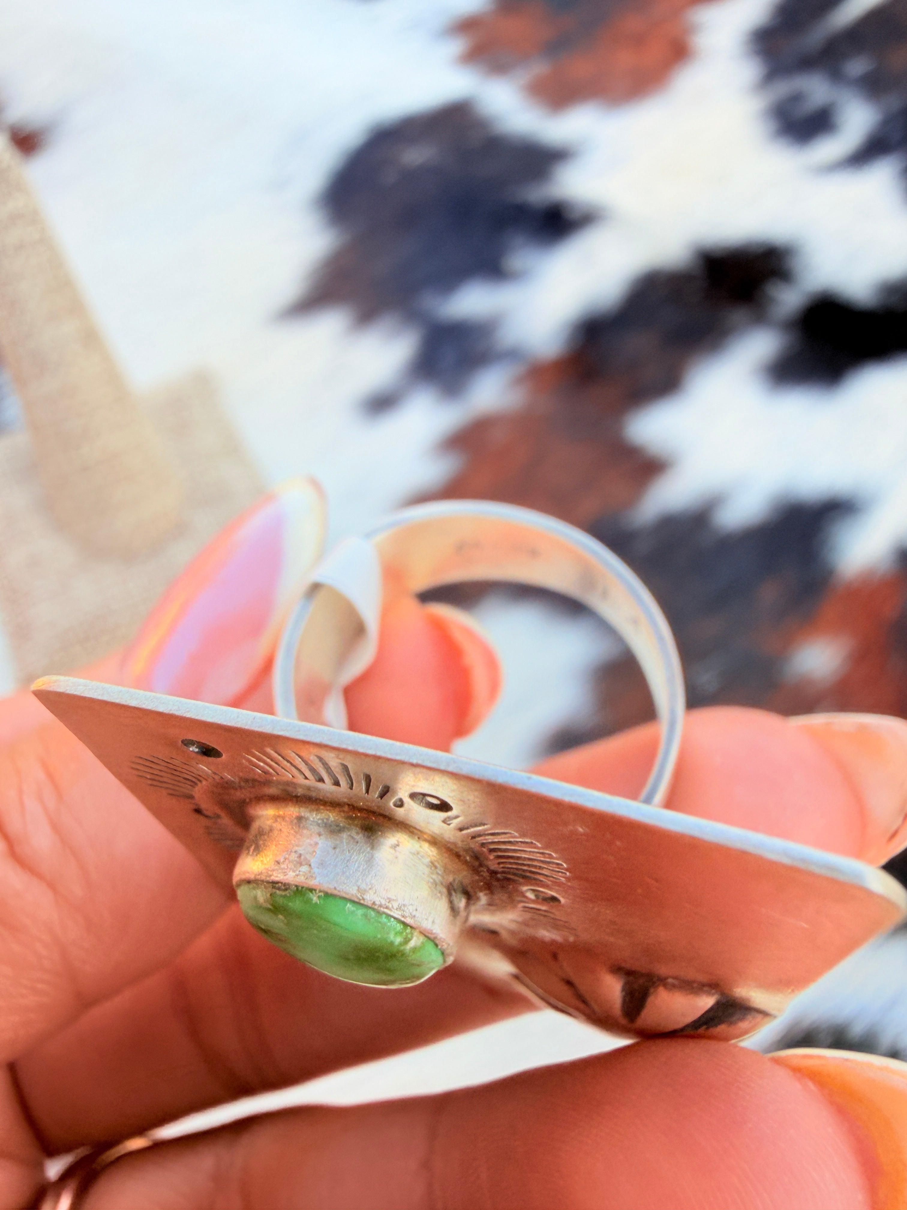 Handcrafted Sonoran Mountain Turquoise & Sterling Silver Adjustable Ring