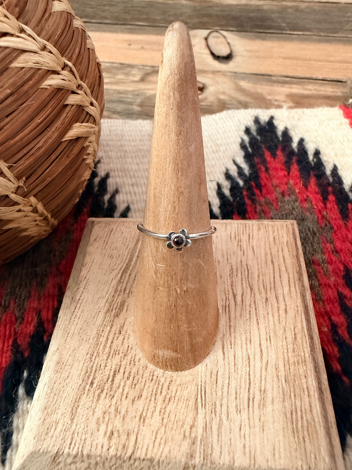 Handmade Sterling Silver & Garnet Adjustable Ring