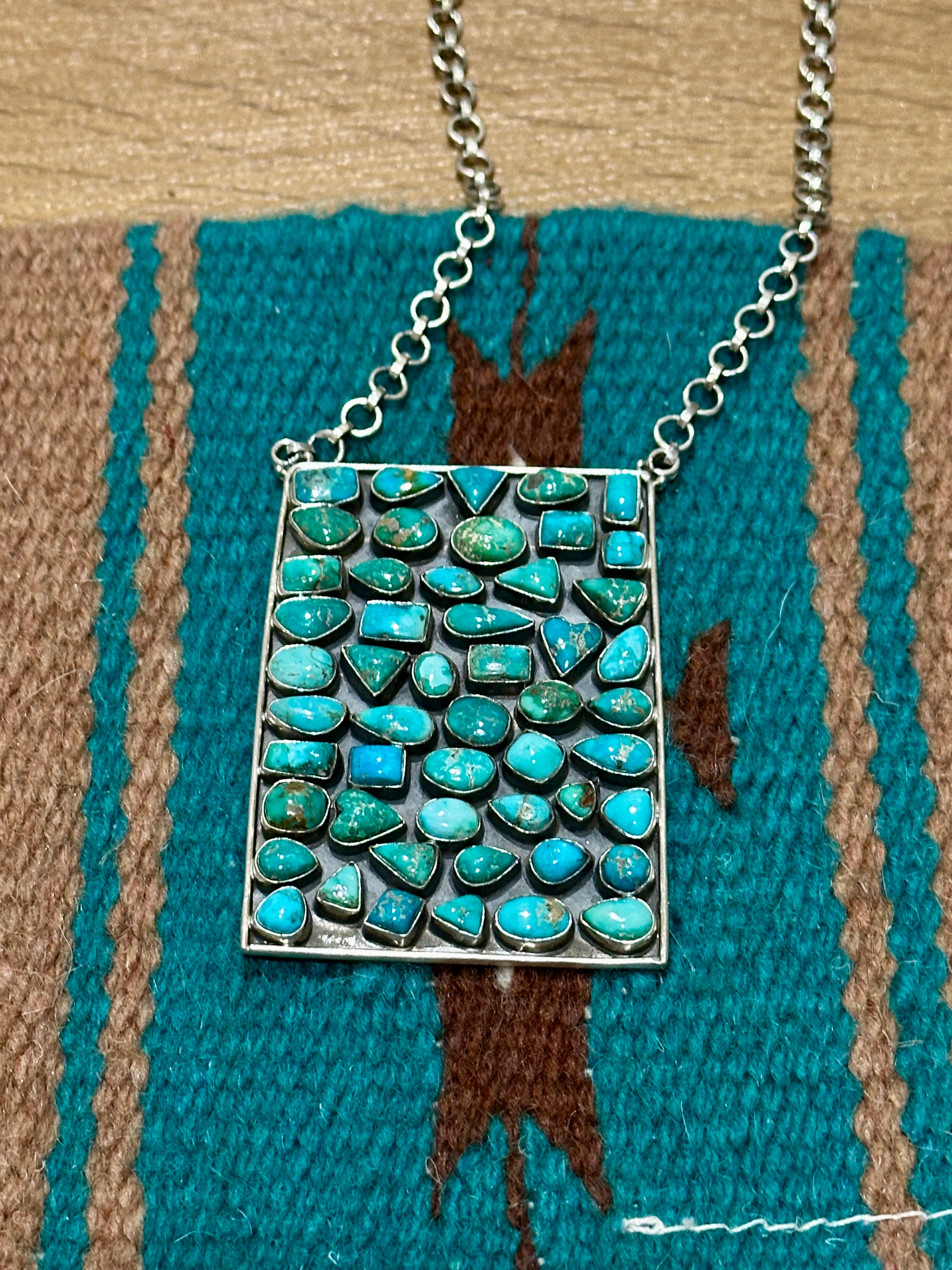 Handmade Sterling Silver Sonoran Mountain Turquoise Necklace with Signed Nizhoni (3)