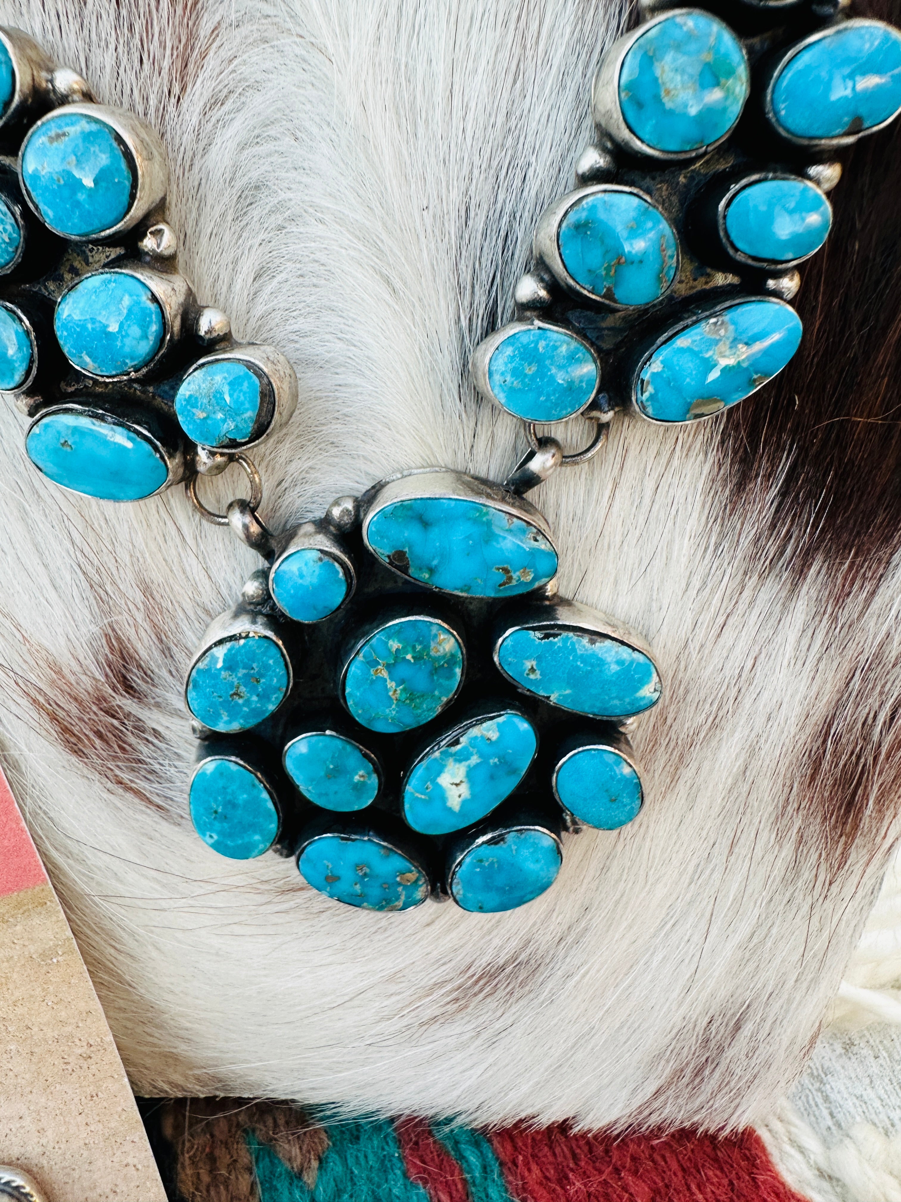 Handcrafted Blue Ridge Turquoise & Sterling Silver Necklace and Earring Set by Ella Peters