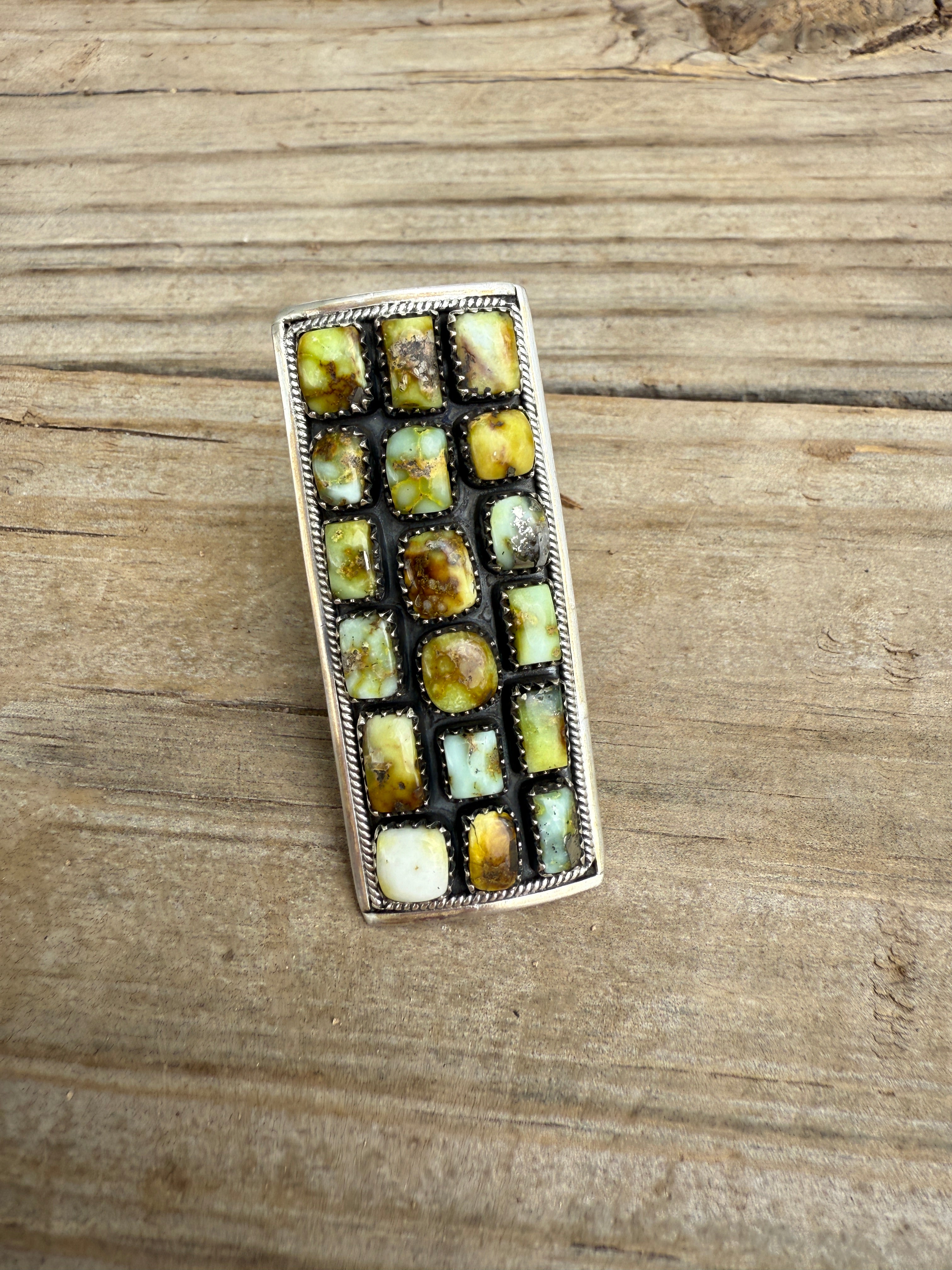 Handmade Palomino Turquoise & Sterling Adjustable Cluster Ring