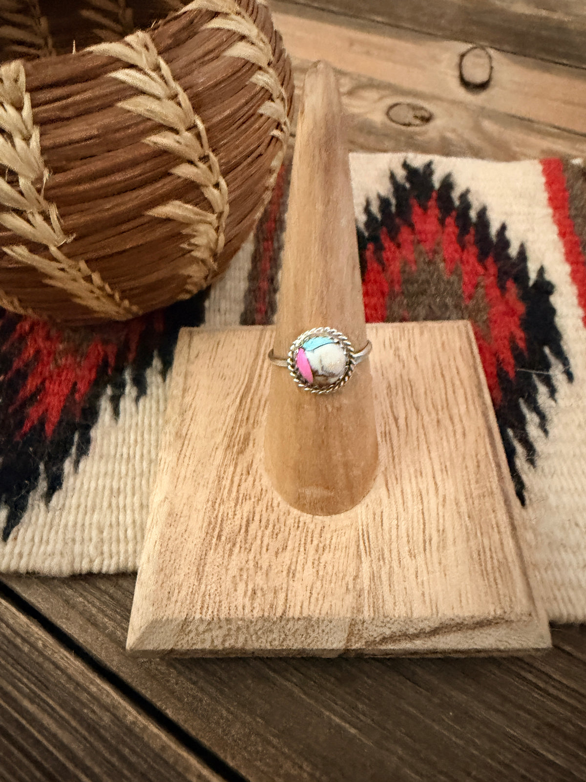Handcrafted Sterling Silver & Cotton Candy Ring