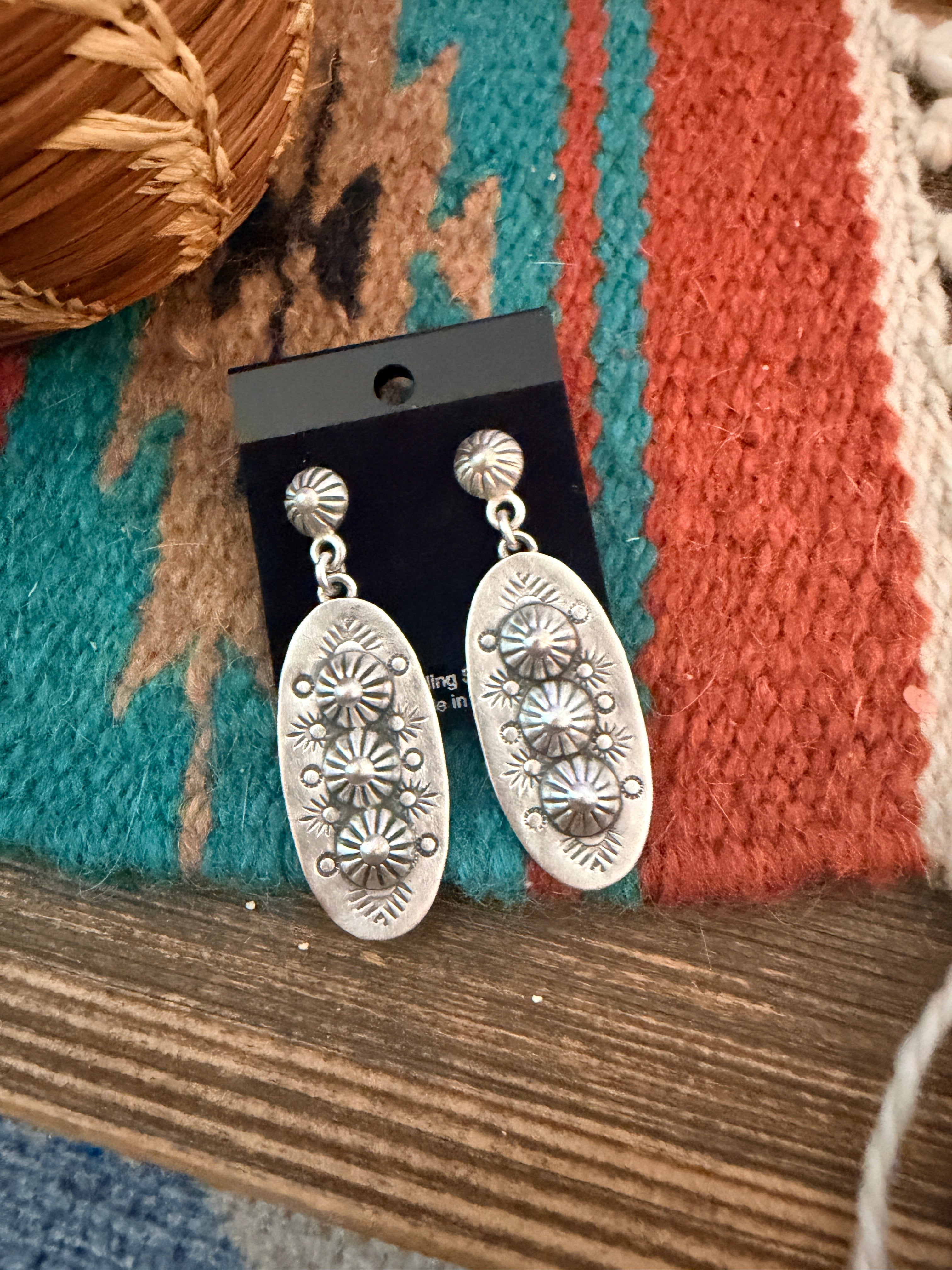 Handmade Sterling Silver Concho Dangle Earrings